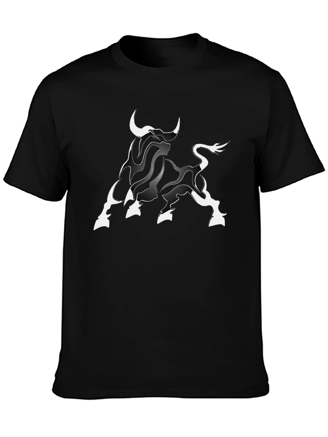 Black Black Graphic Tee - Stylish Bull Design view 3