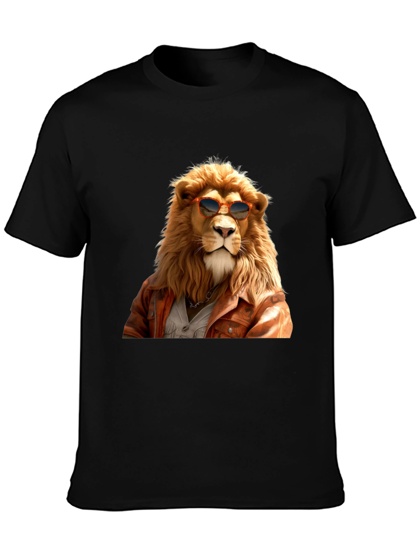 Black Cool Lion Graphic Tee - Trendy Animal Print Shirt view 3