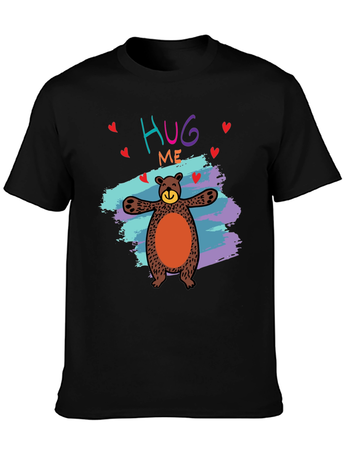 Black Hug Me Bear Graphic Tee - Cute & Comfy view 3
