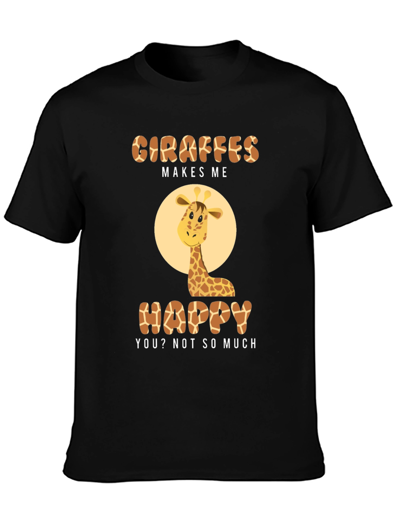 Black Giraffe Makes Me Happy T-Shirt view 3