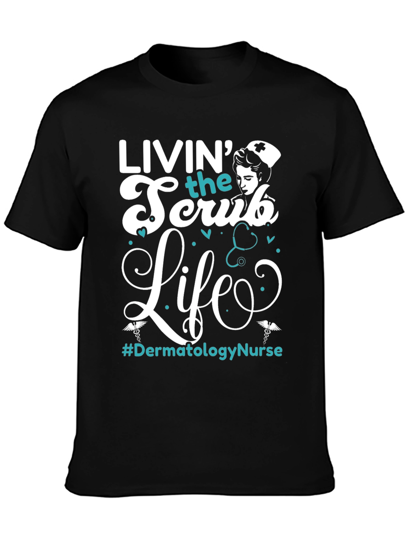 Black Livin' the Scrub Life Nurse T-Shirt view 3
