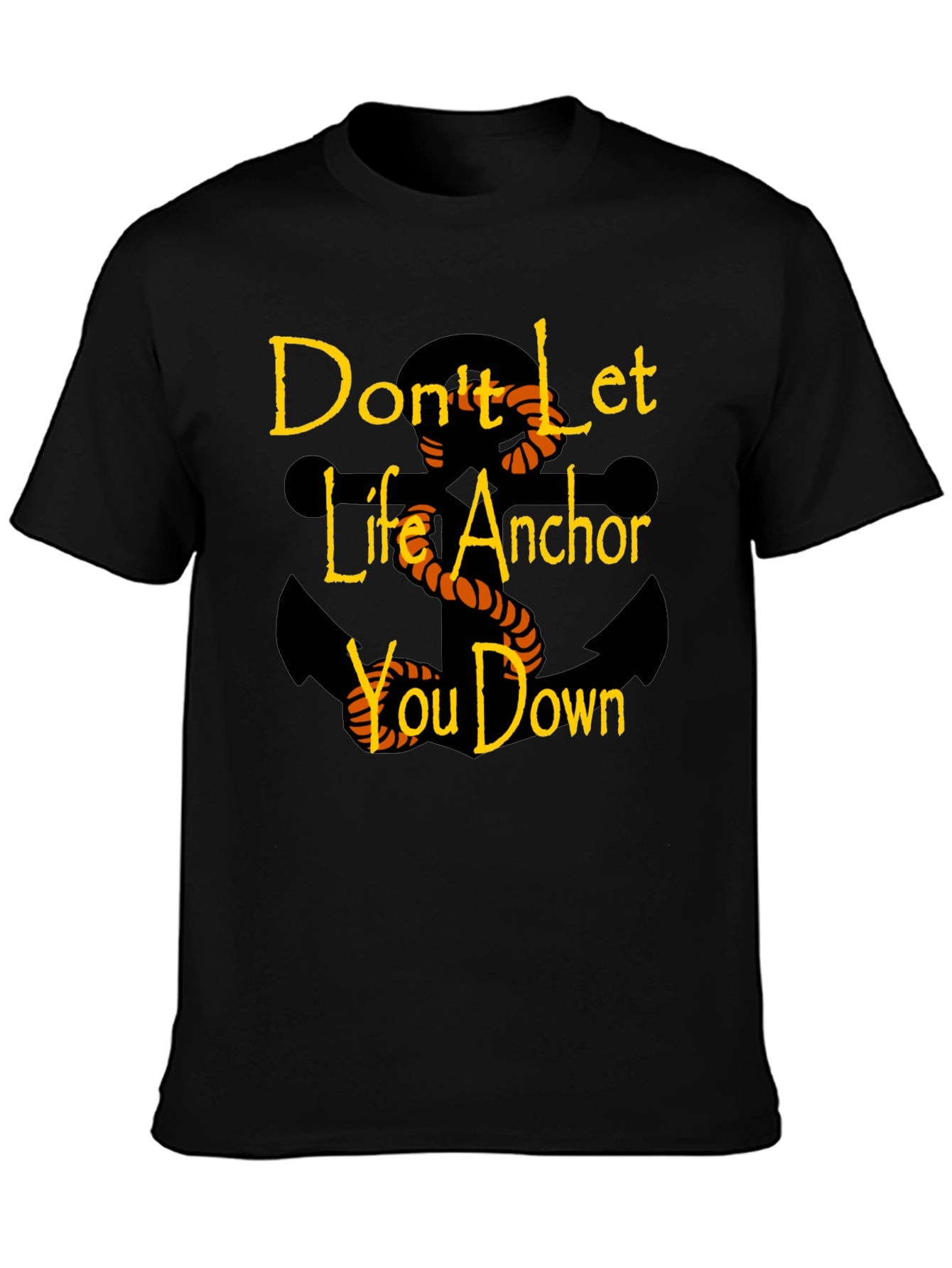 Black Motivational Anchor Graphic Black T-Shirt view 3
