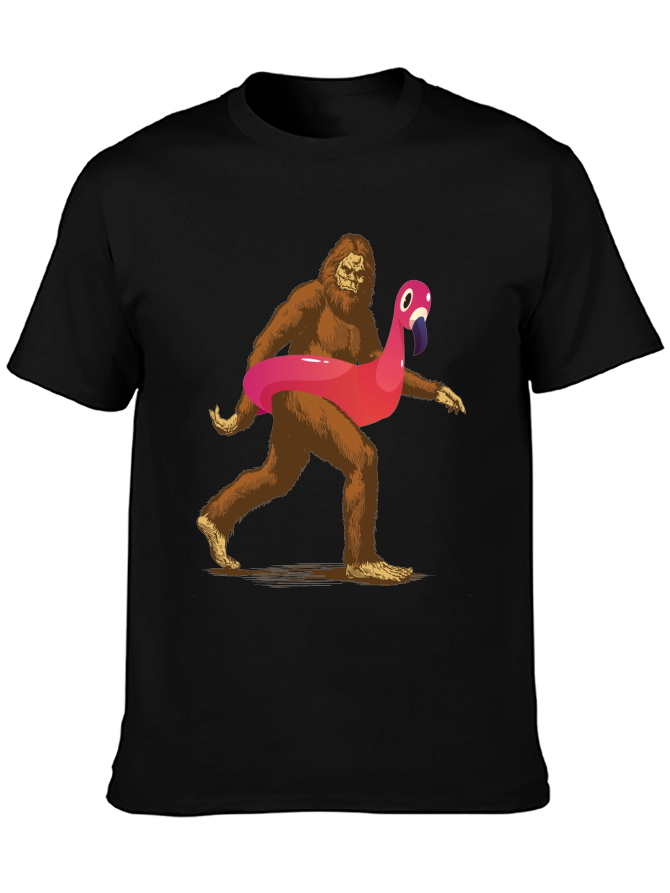 Sasquatch Flamingo Pool Float T-Shirt - 3