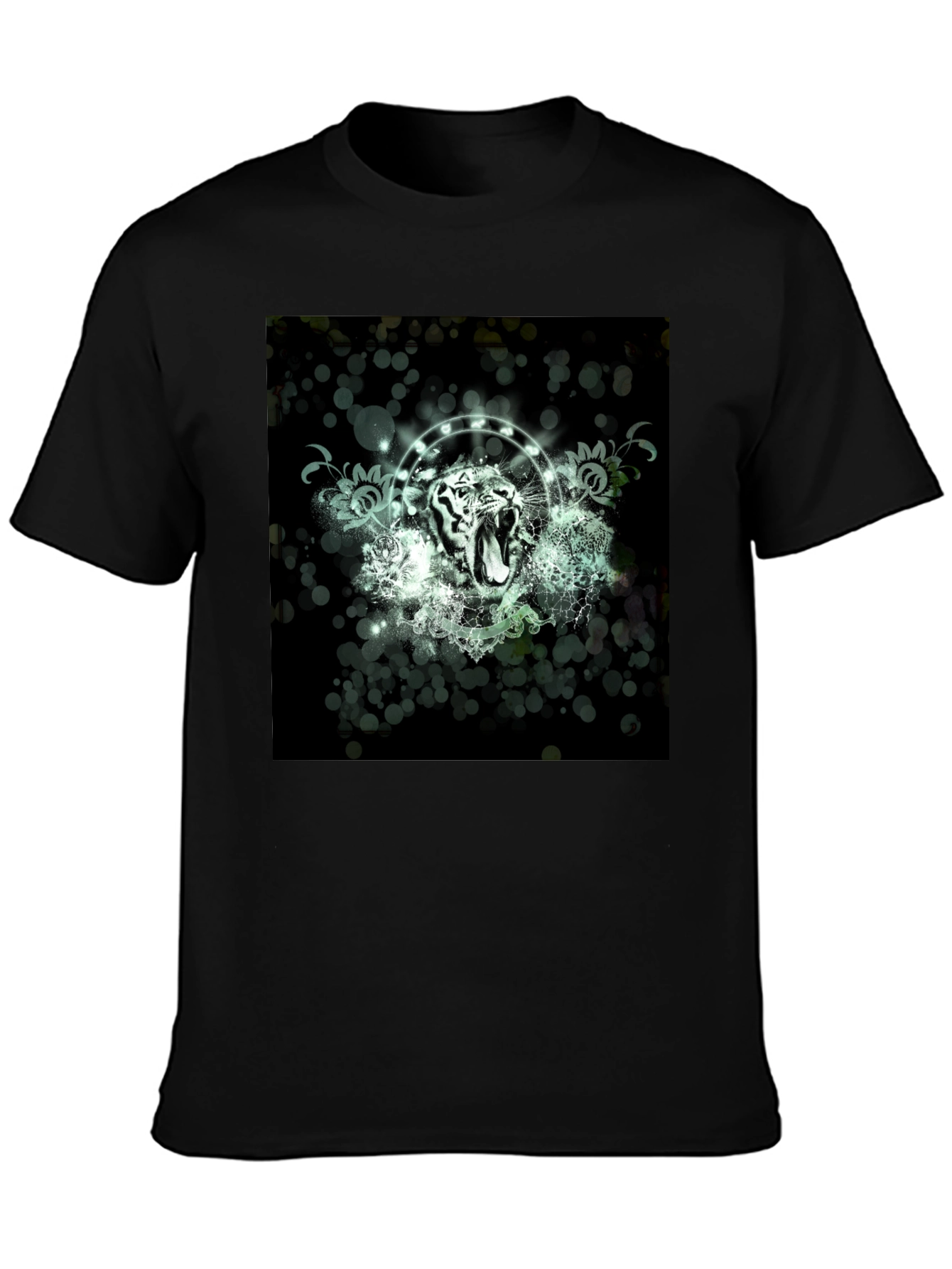 Black Tiger Graphic Print Black T-Shirt view 3