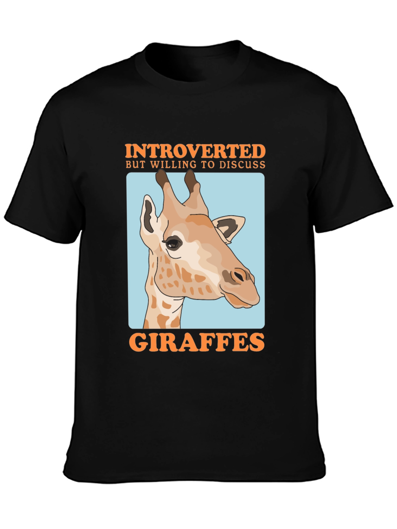 Black Introverted Giraffe Graphic T-Shirt view 3