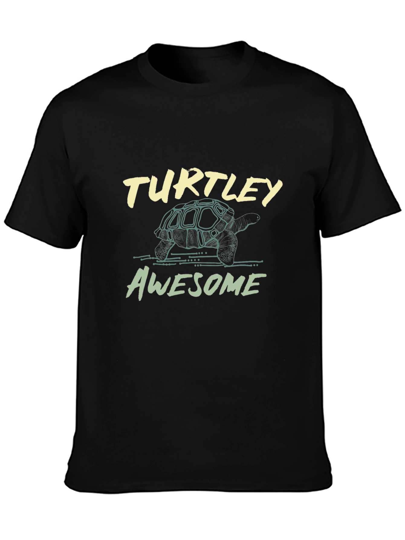 Black Turtle Graphic Tee - "Turtley Awesome" Black T-Shirt view 3