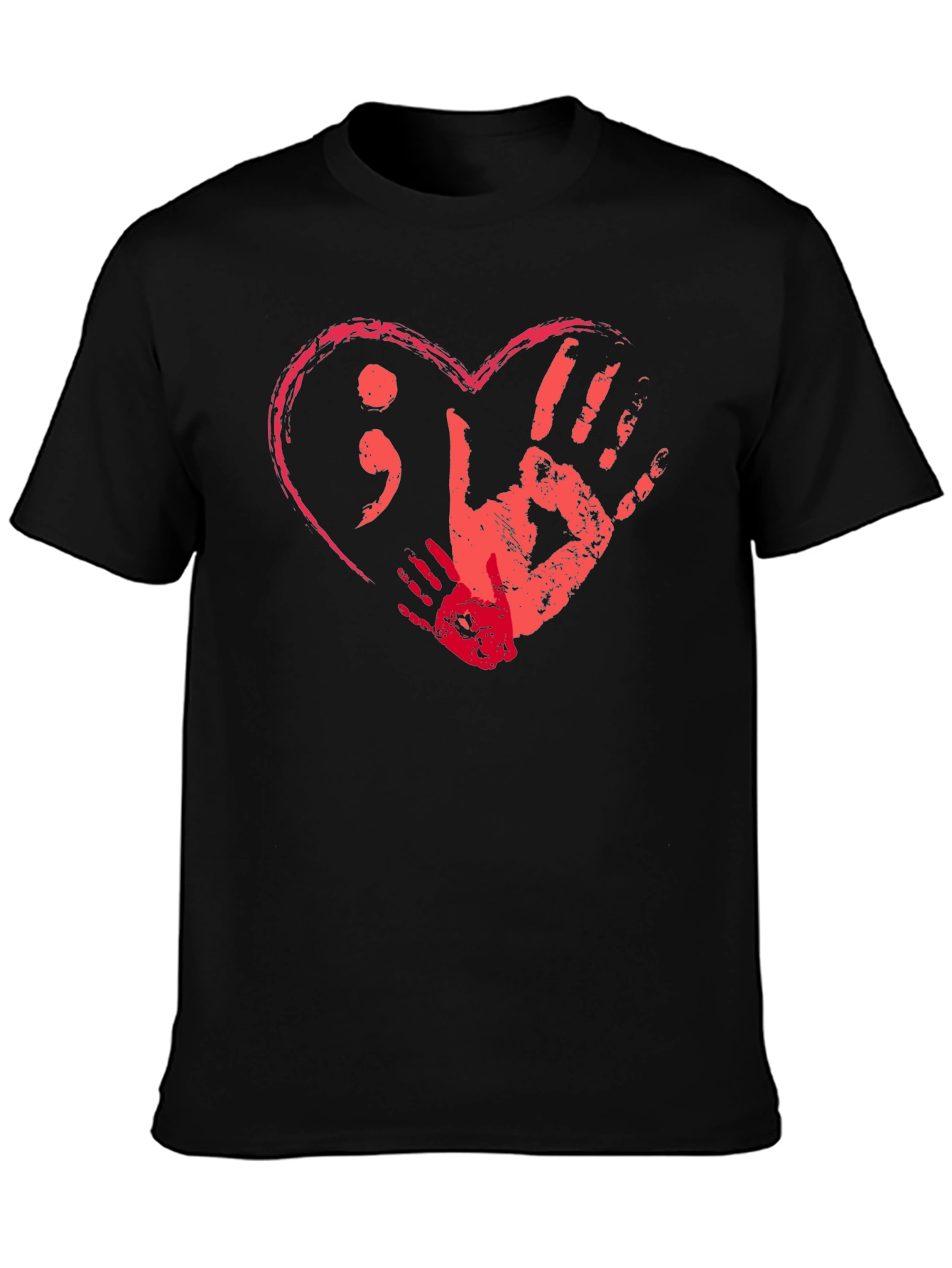 Black Heart & Hands Graphic Tee - Support Mental Health view 3