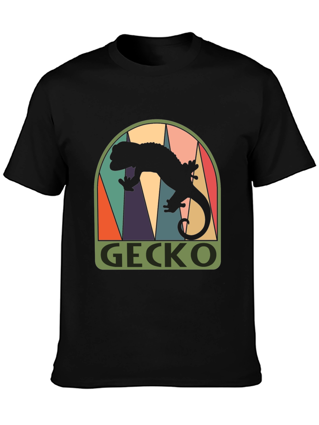Black Retro Gecko Graphic Tee - Cool Black T-Shirt view 3