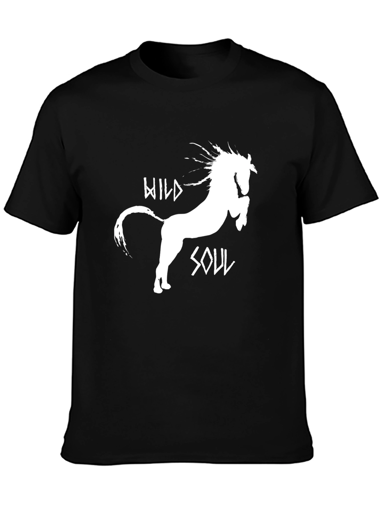 Black Wild Soul Horse Graphic Tee - Black Cotton T-Shirt view 3