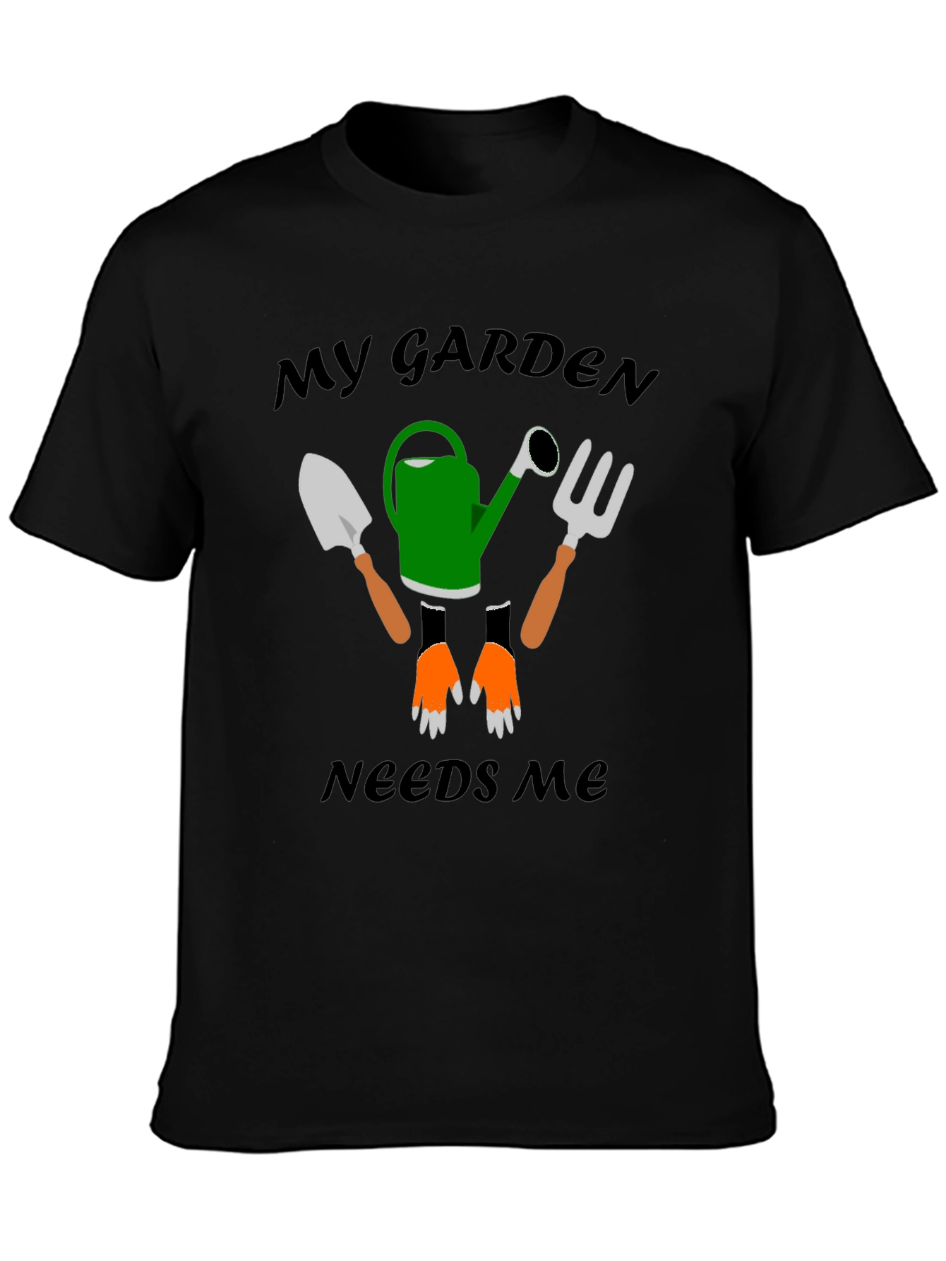 Black My Garden Needs Me Graphic T-Shirt view 3