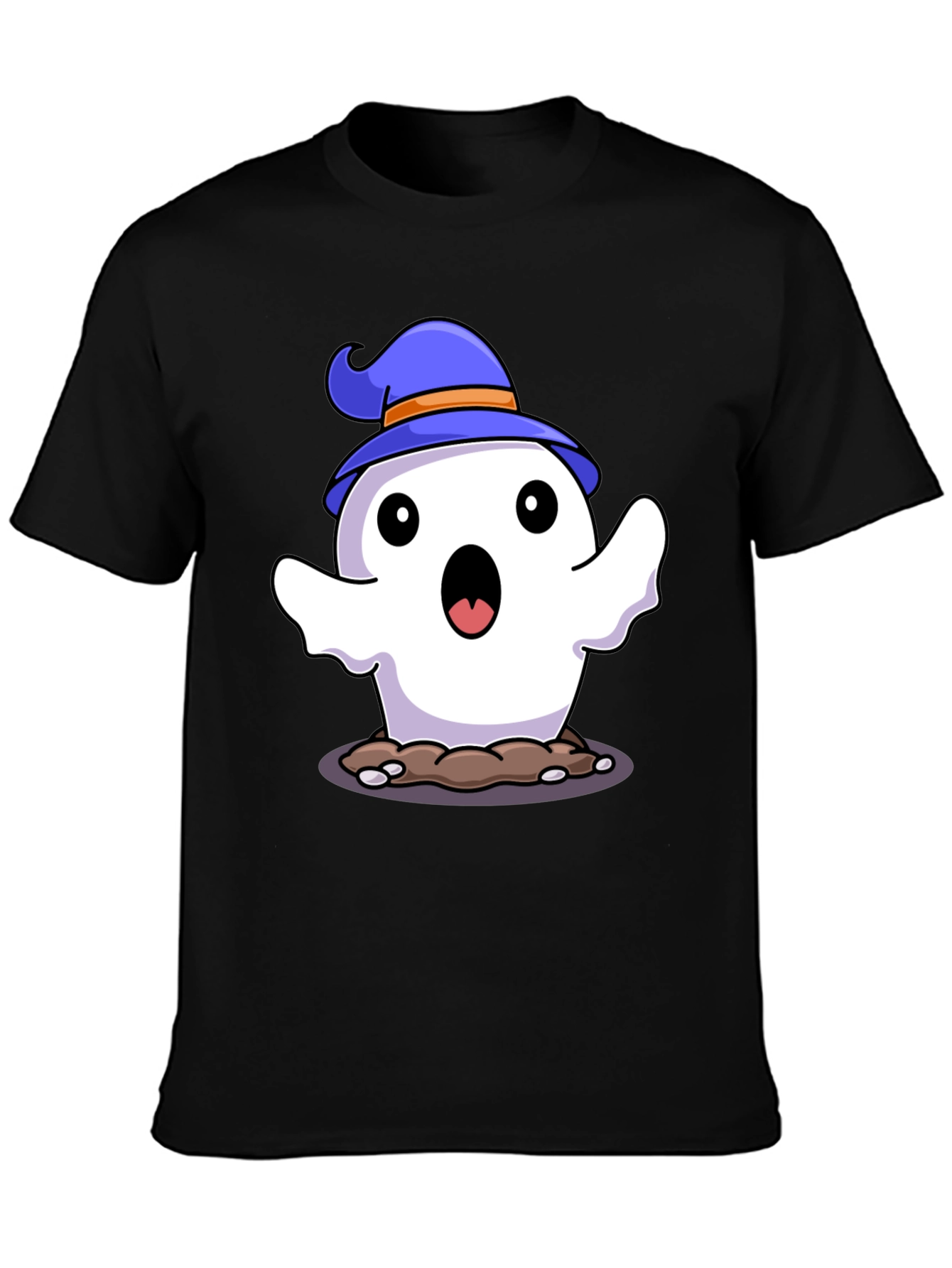 Black Halloween Ghost T-Shirt - Spooky Cute! view 3