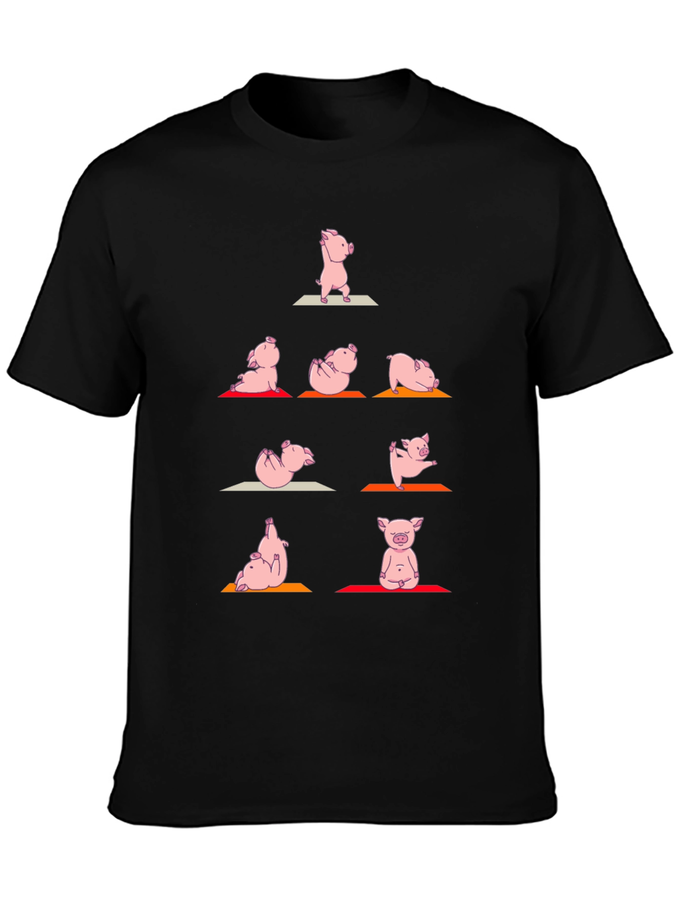 Black Yoga Pig T-Shirt: Funny Animal Graphic Tee view 3