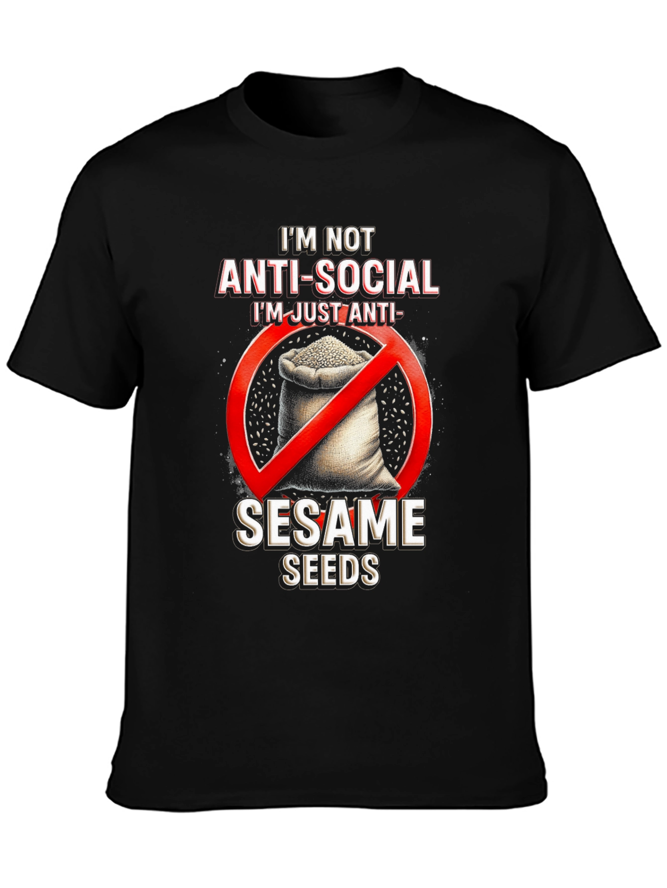 Black Anti-Sesame Seeds Graphic T-Shirt view 3