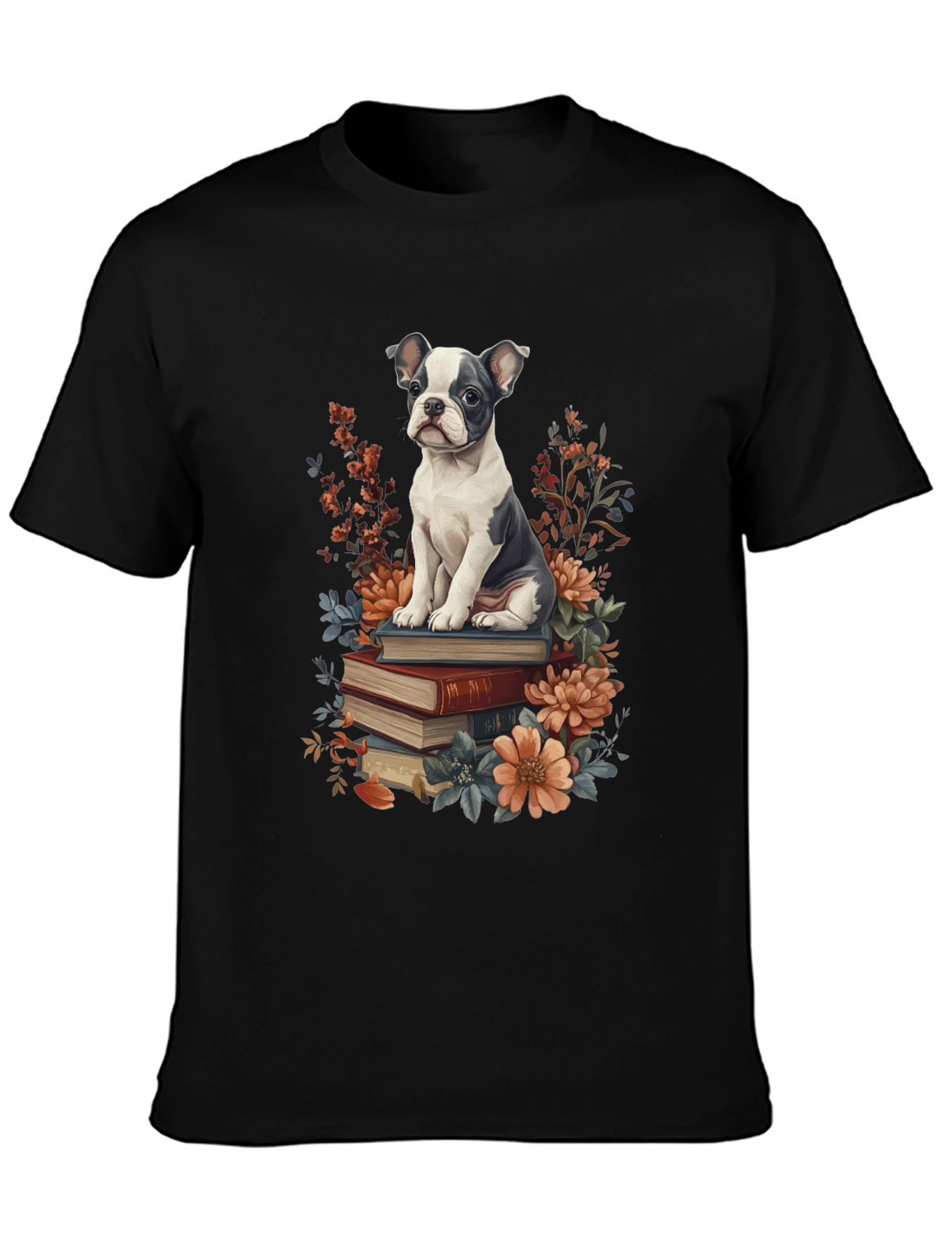 Black Dog on Books Graphic Tee view 3
