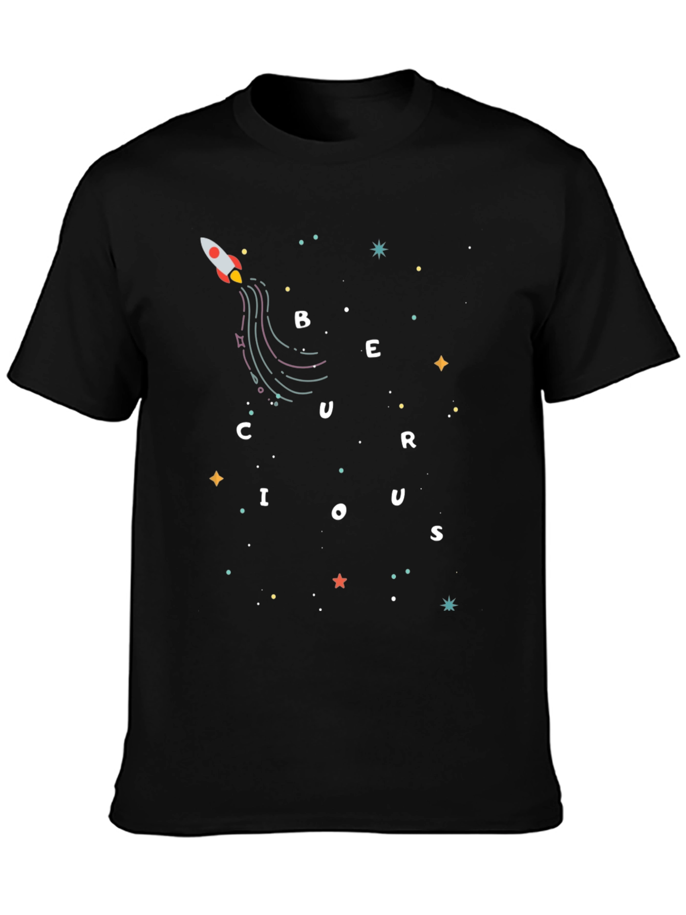 Black Curious Rocket Black Graphic Tee view 3
