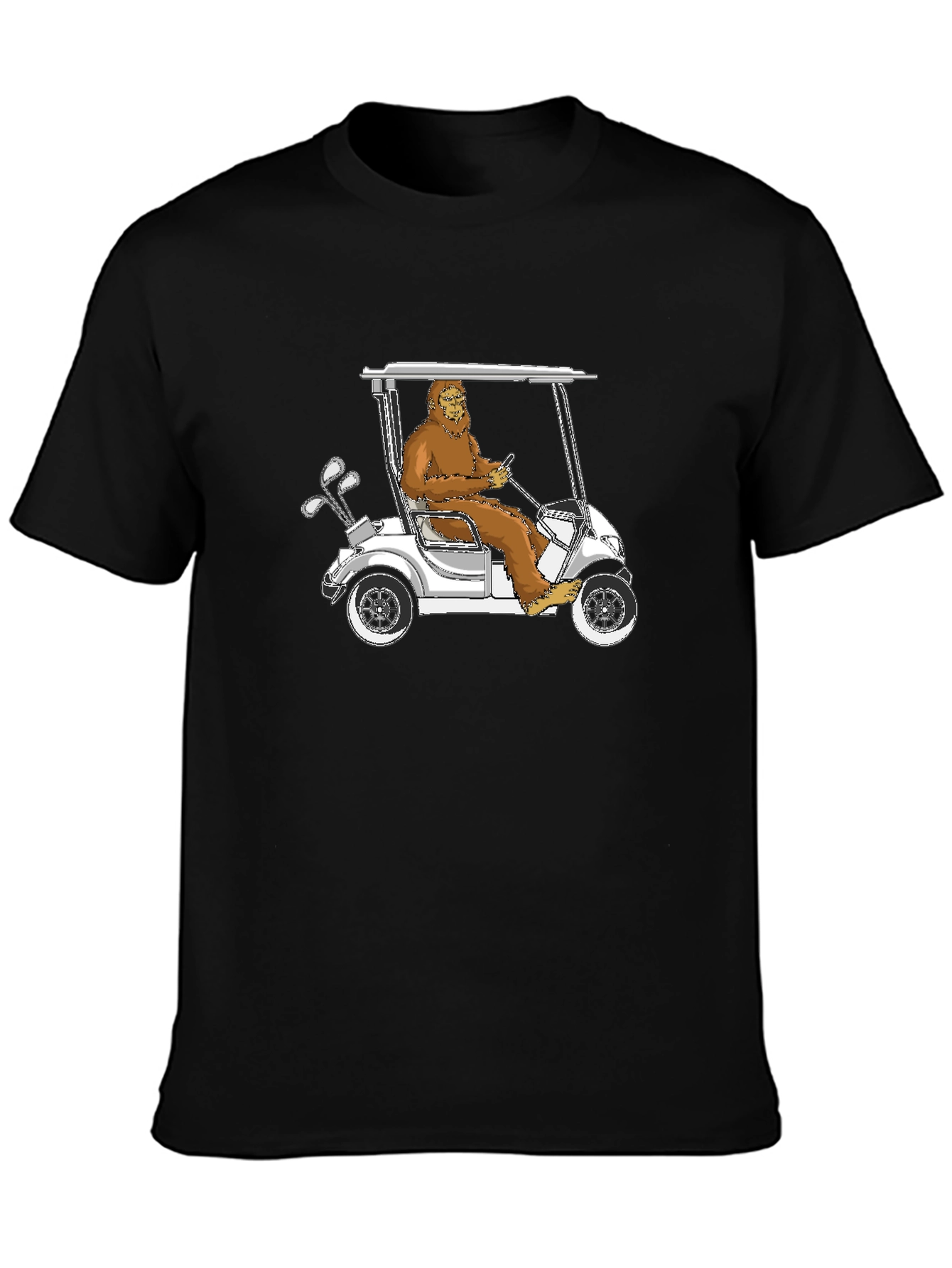 Black Bigfoot Golfing T-Shirt - Hilarious Sasquatch Tee view 3
