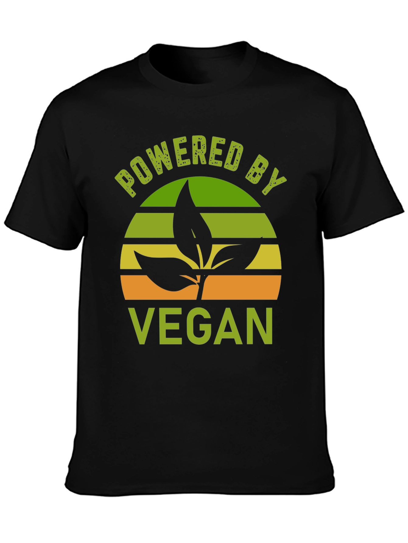 Black Powered By Vegan T-Shirt - Plant Based Lifestyle Tee view 3