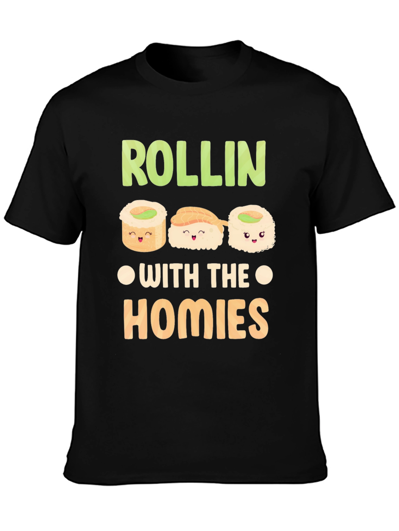 Black Sushi Rollin' with the Homies Graphic Tee view 3