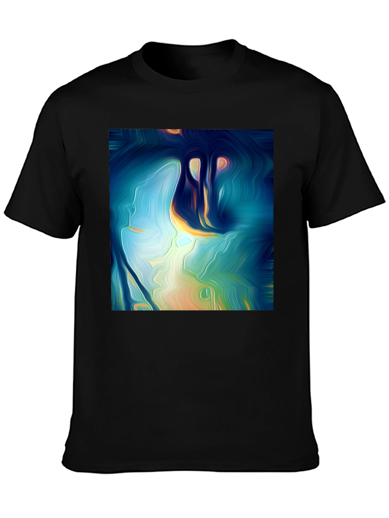 Black Abstract Art Tee: Vivid Design, Soft Cotton, Classic Fit view 3