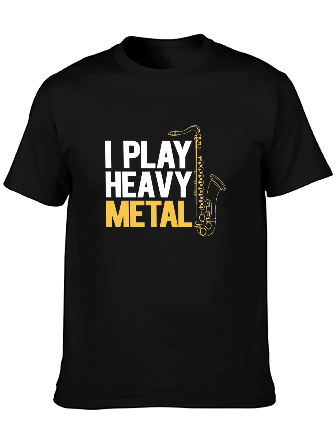 Black I Play Heavy Metal Saxophone T-Shirt view 3