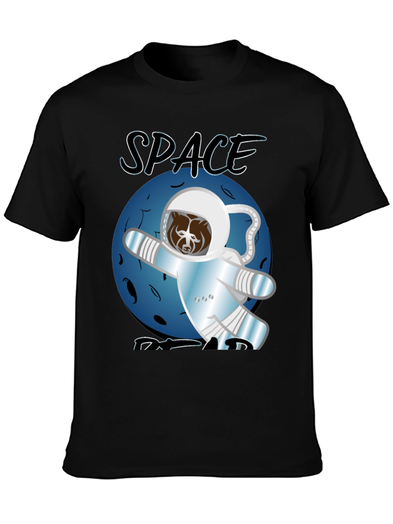 Black Space Bear T-Shirt - Astronaut Adventure view 3