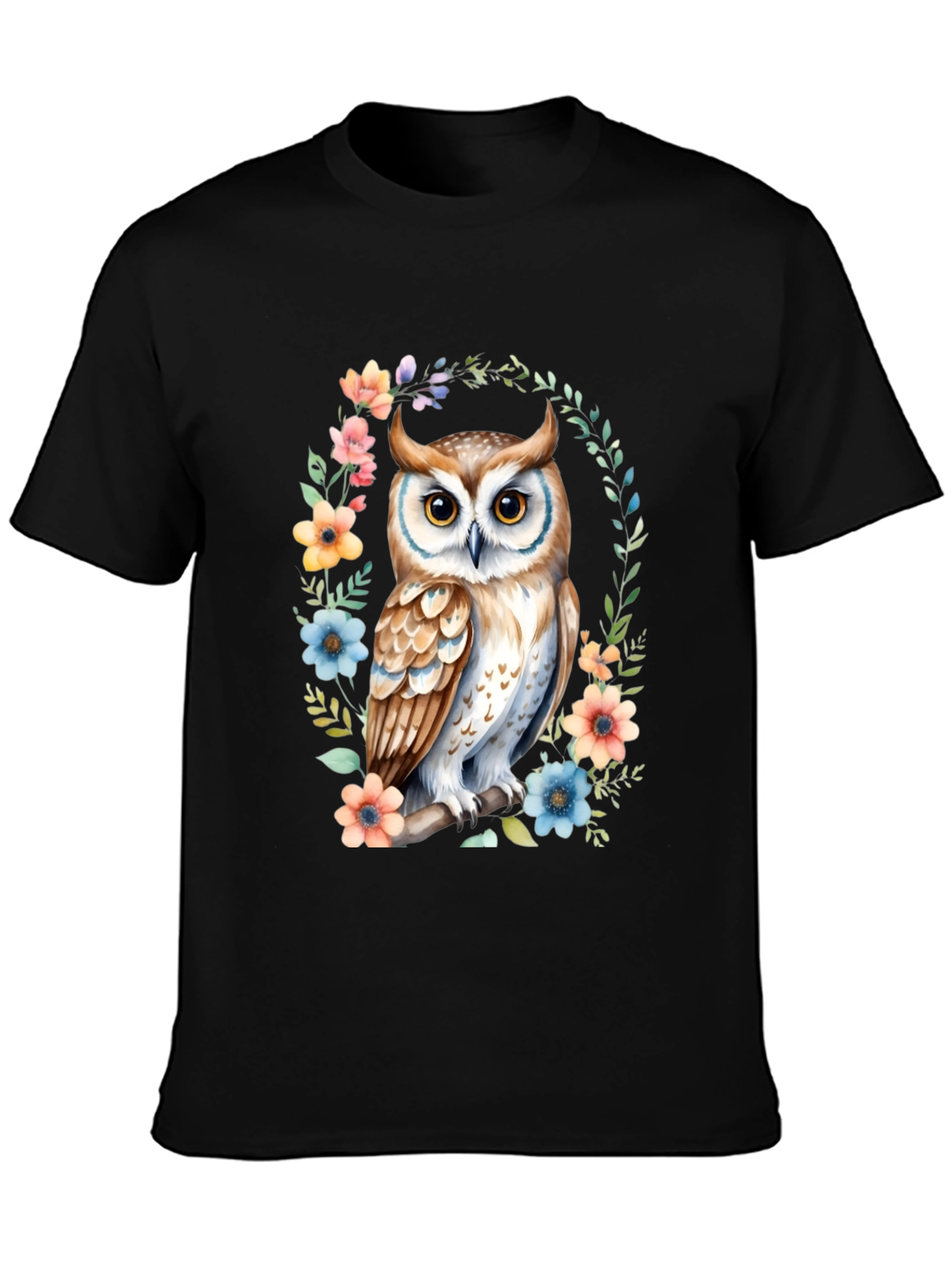 Black Owl Floral Graphic Tee view 3