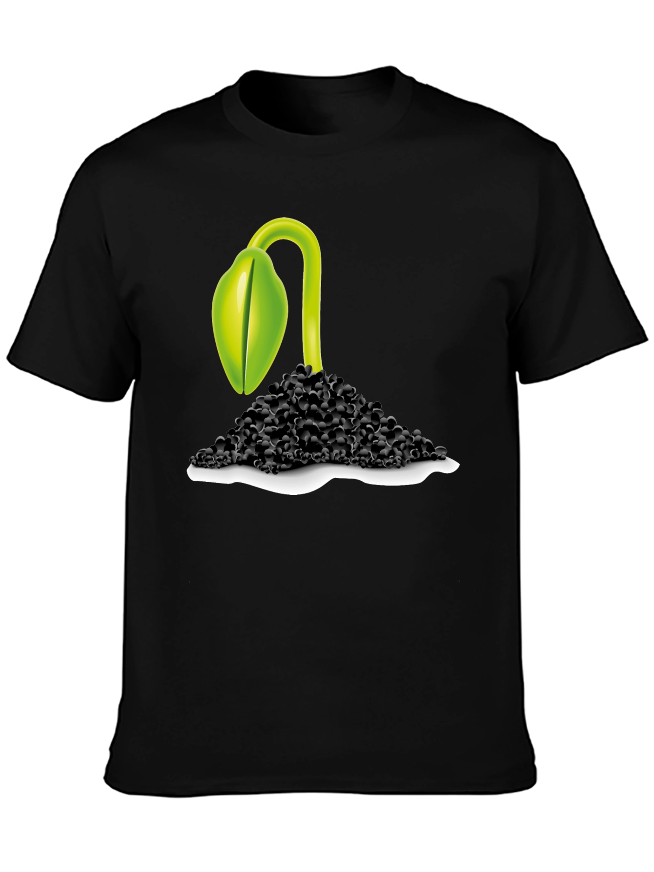 Black Sprout Graphic Tee - Black Cotton Blend T-Shirt view 3