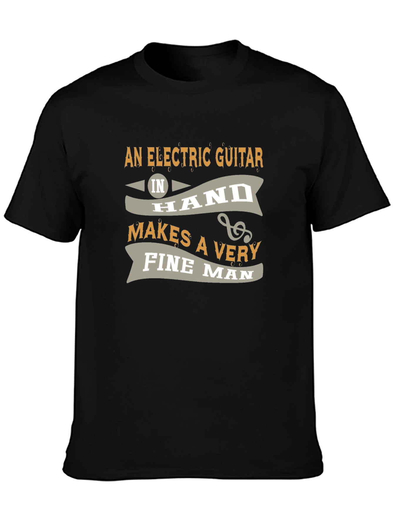 Black Electric Guitar Fine Man T-Shirt view 3
