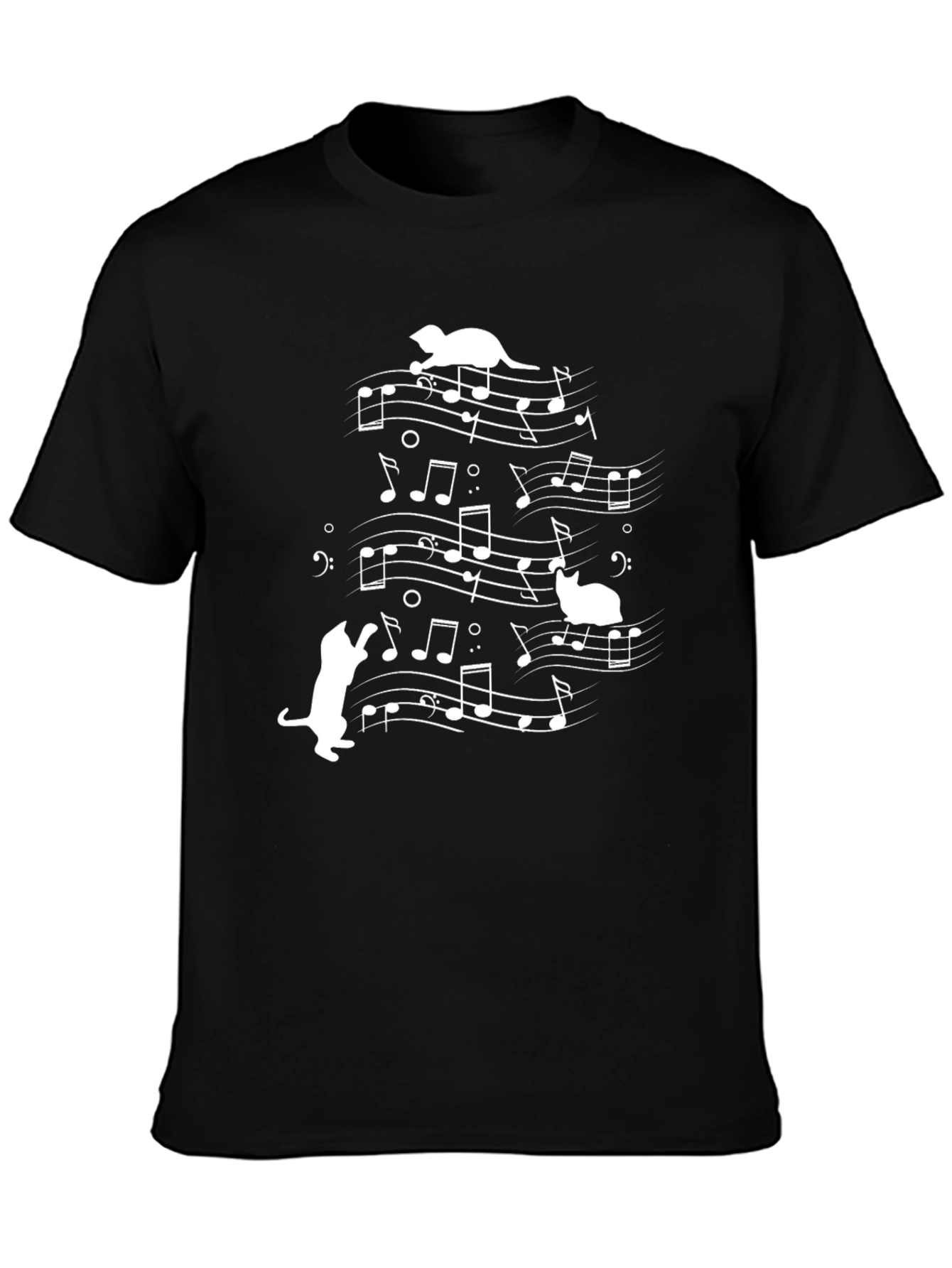 Black Musical Cats Graphic Tee - Black Cotton view 3