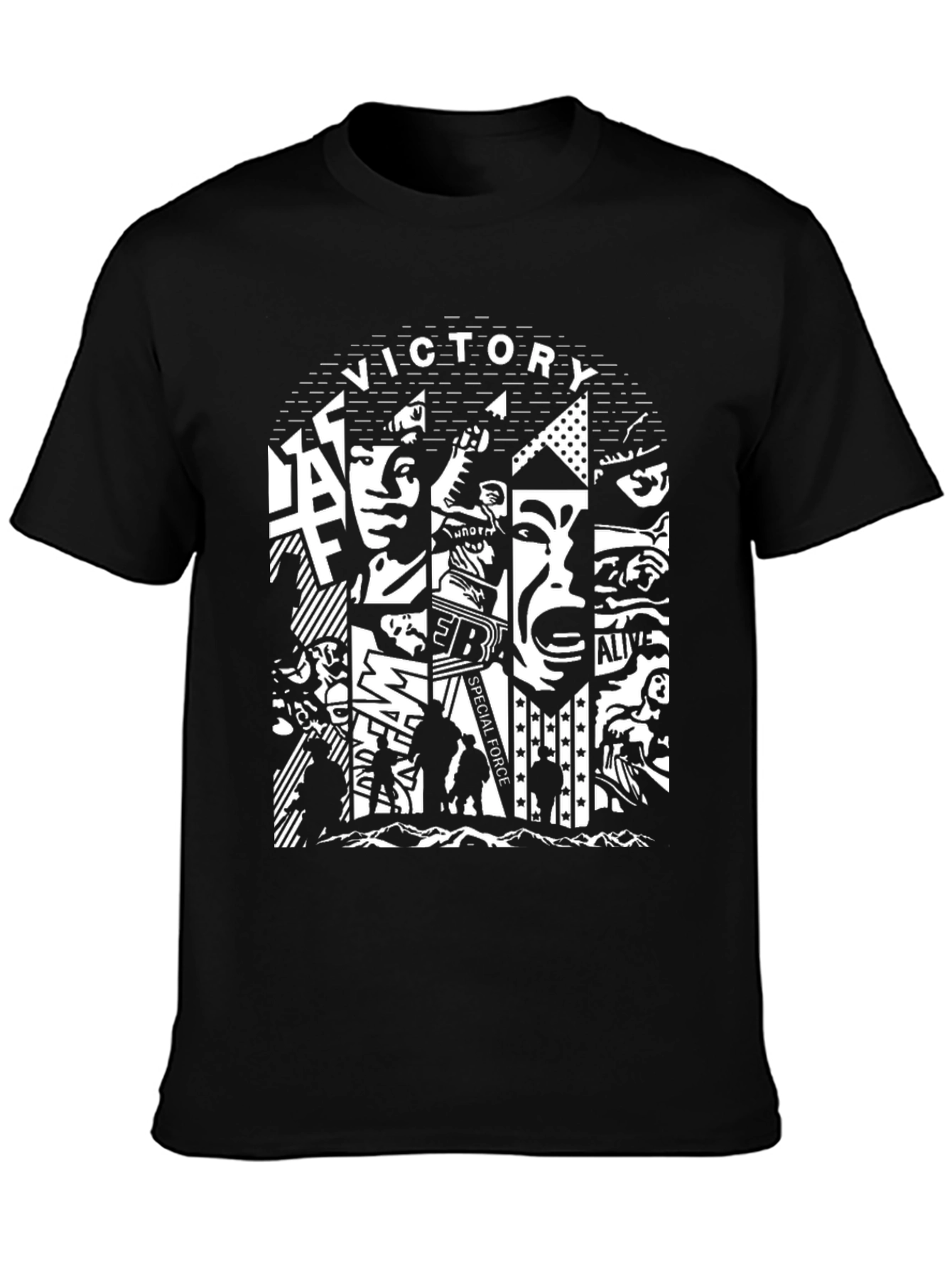 Black Victory Special Force Graphic Print T-Shirt view 3