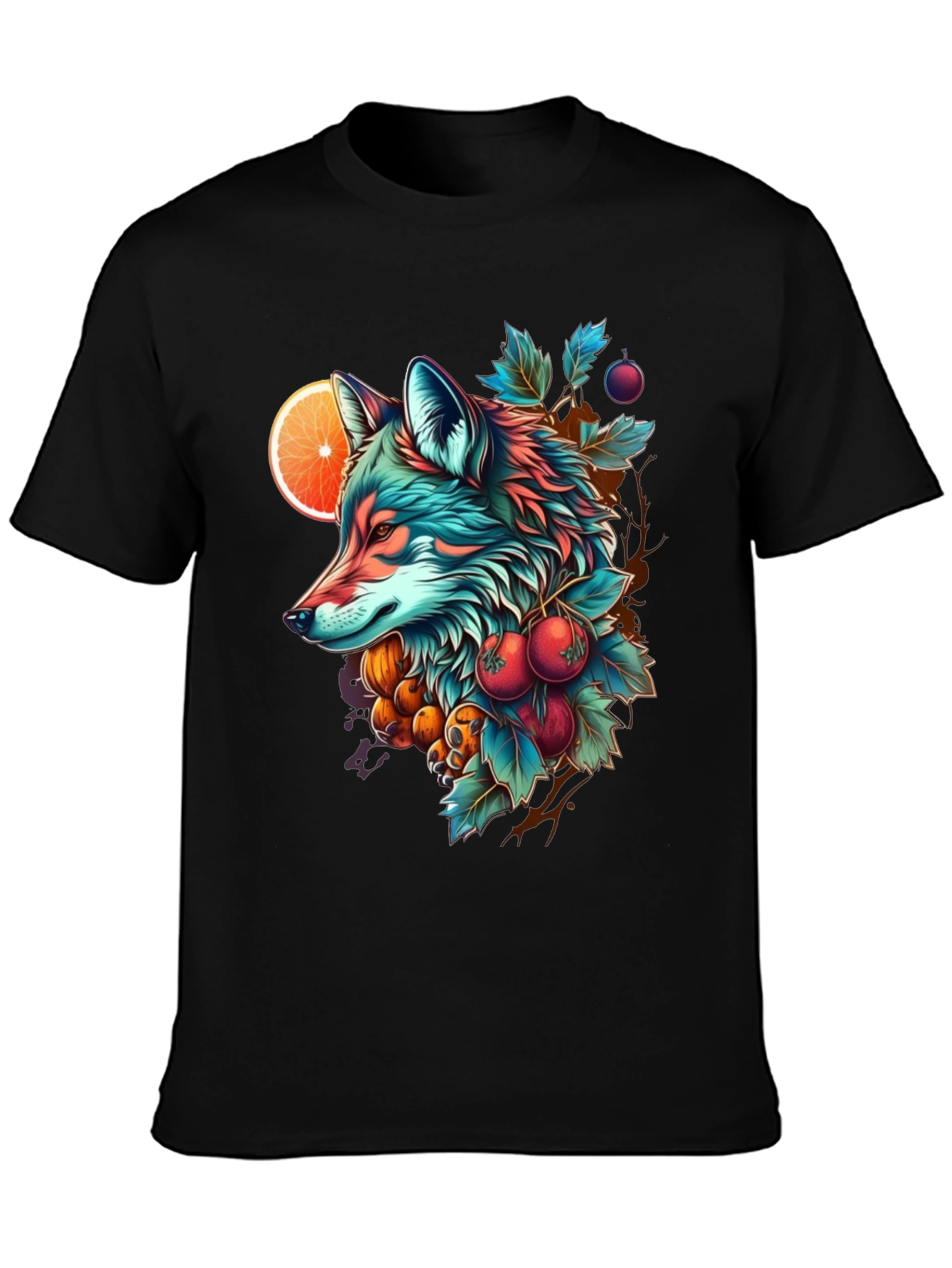 Black Vibrant Fox Graphic Tee - Unique Art Design view 3