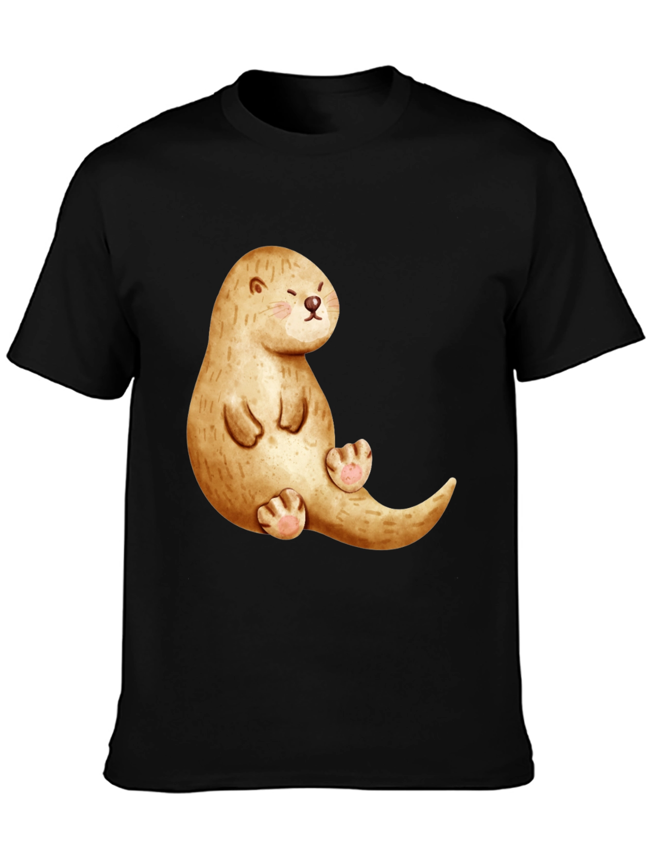 Black Cute Otter Graphic Tee - Unisex Casual Shirt view 3