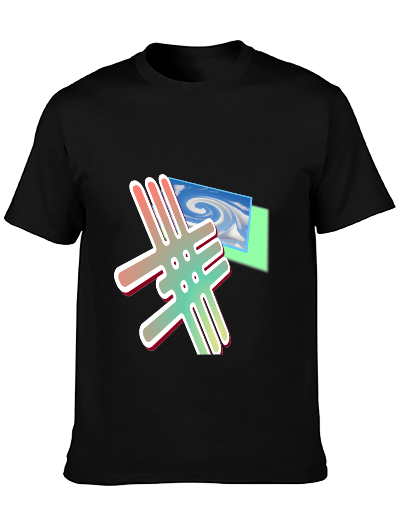 Black Abstract Graphic Print Black T-Shirt view 3