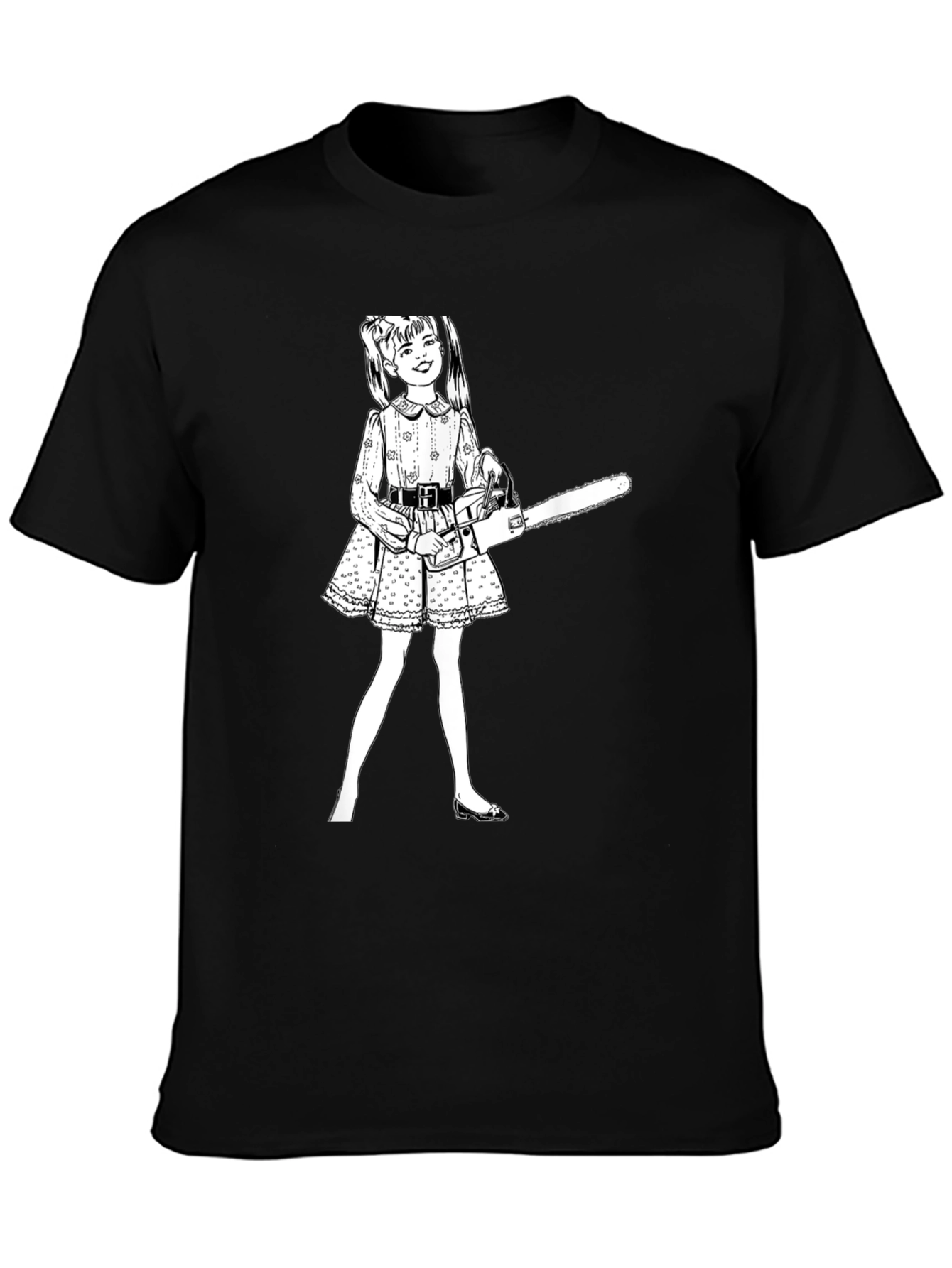 Black Chainsaw Girl Graphic Tee - Edgy Humor view 3