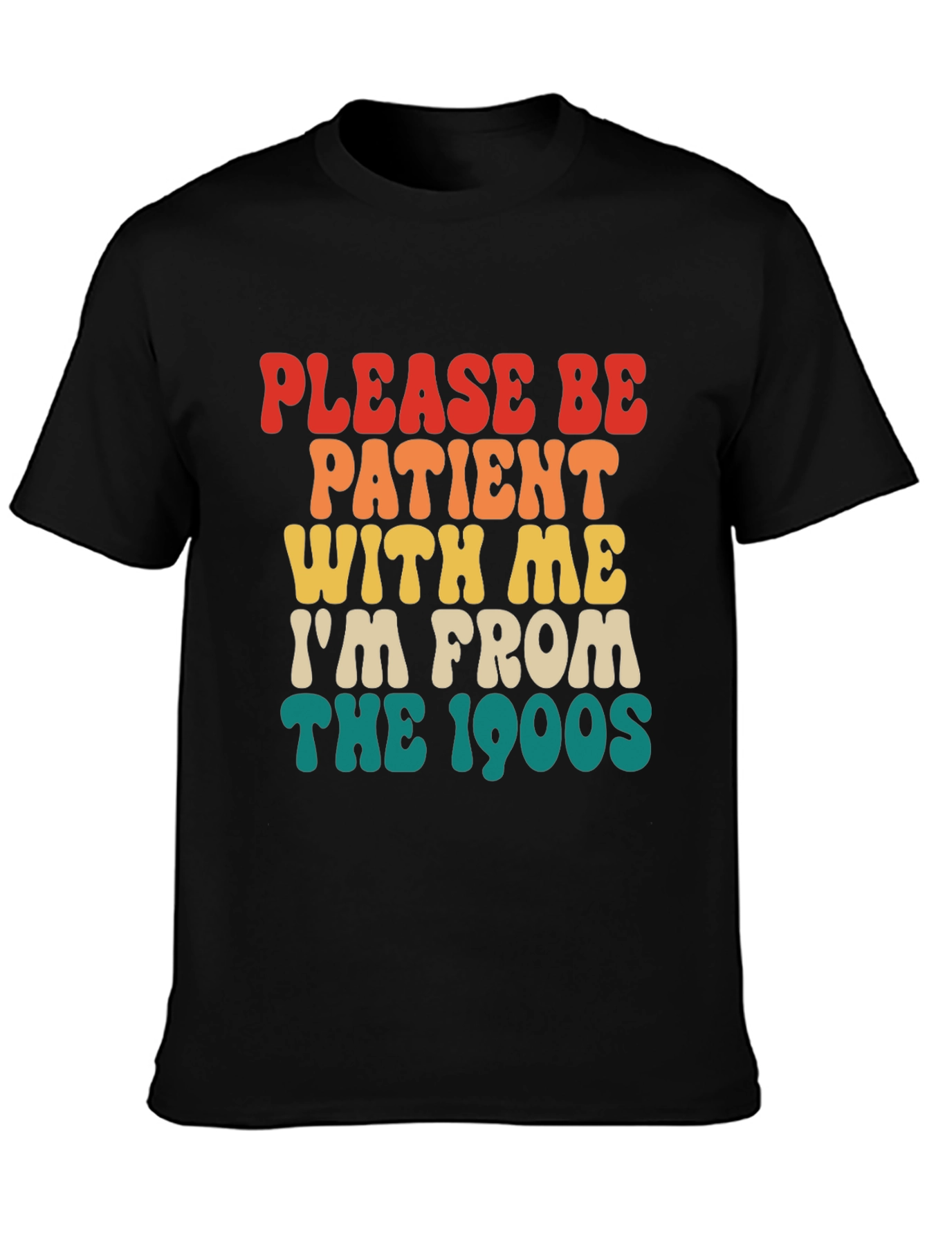 Black Retro '90s Please Be Patient T-Shirt view 3