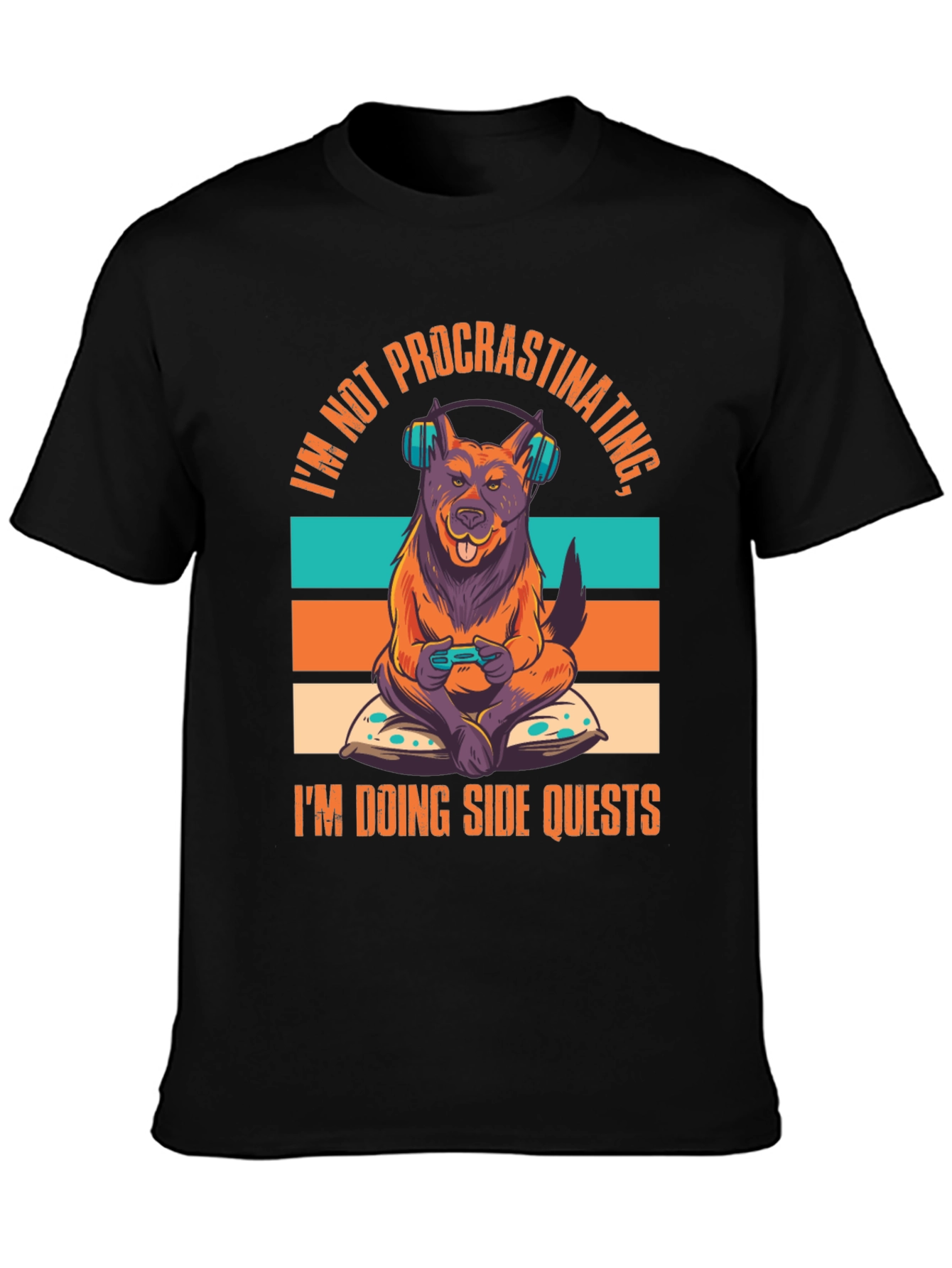 Black Dog Gamer T-Shirt - Not Procrastinating, Side Quests view 3