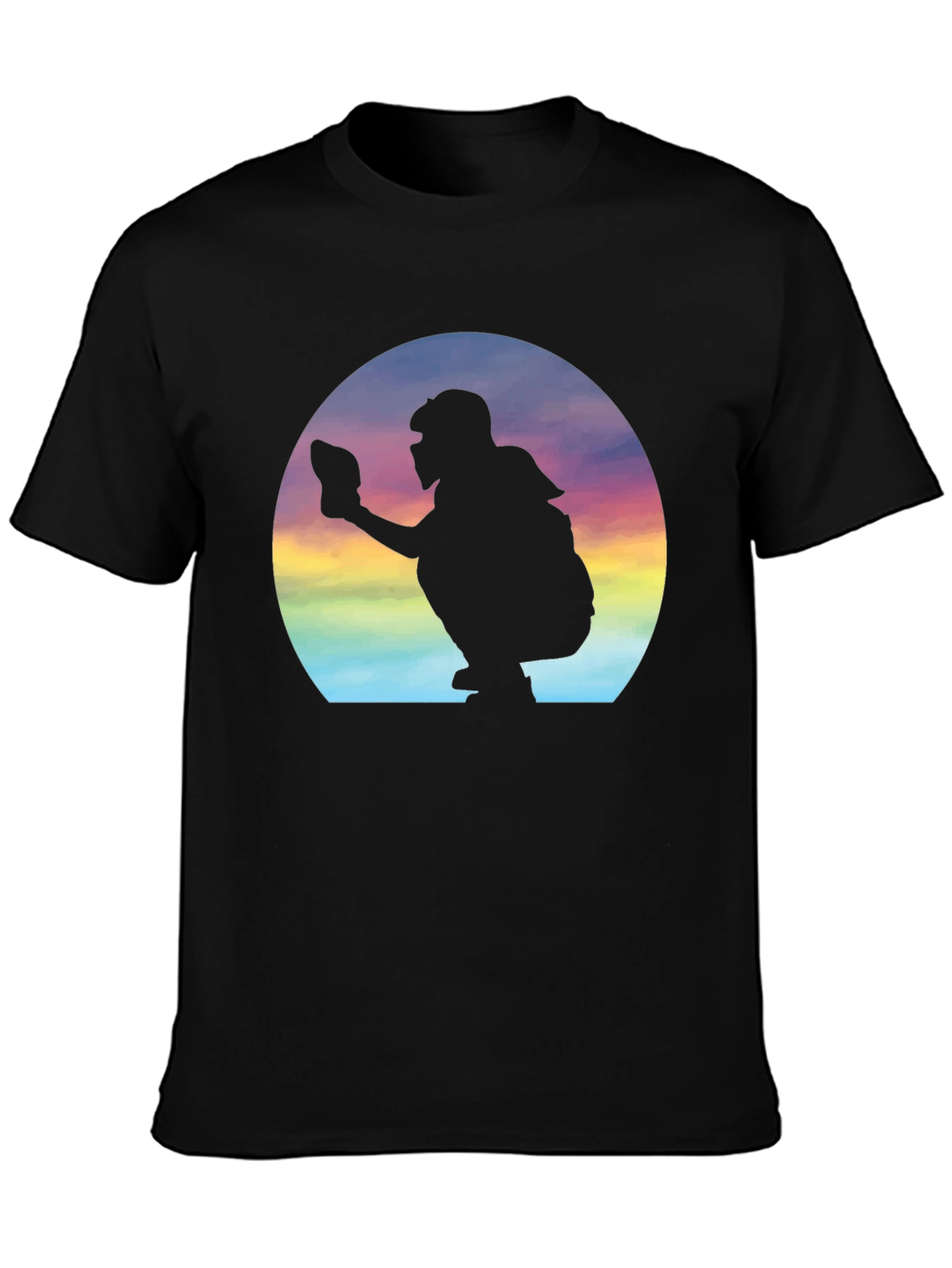 Black Baseball Catcher Silhouette Graphic Tee view 3