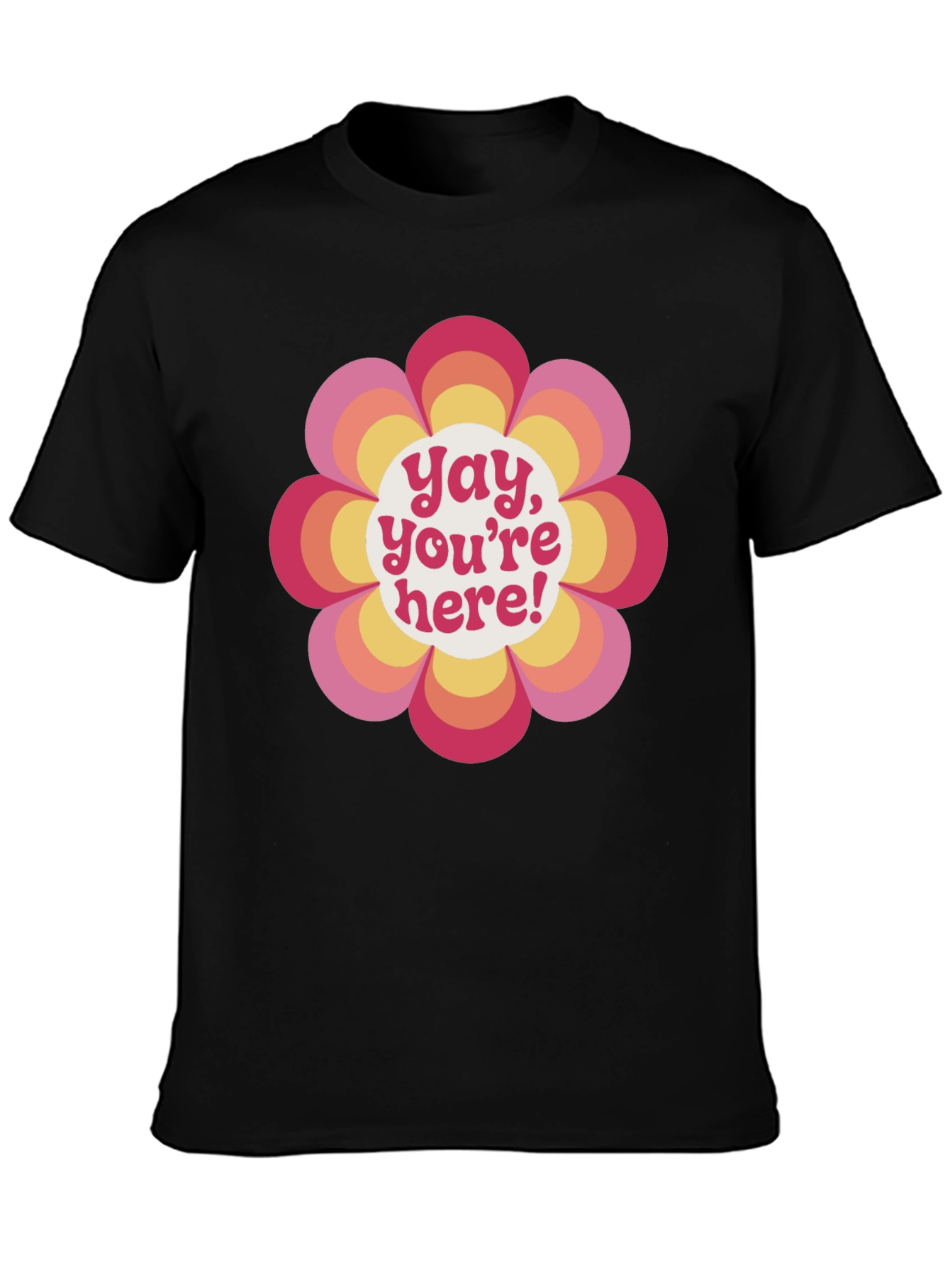 Black Retro Flower Power Graphic Tee - Yay, You're Here! view 3