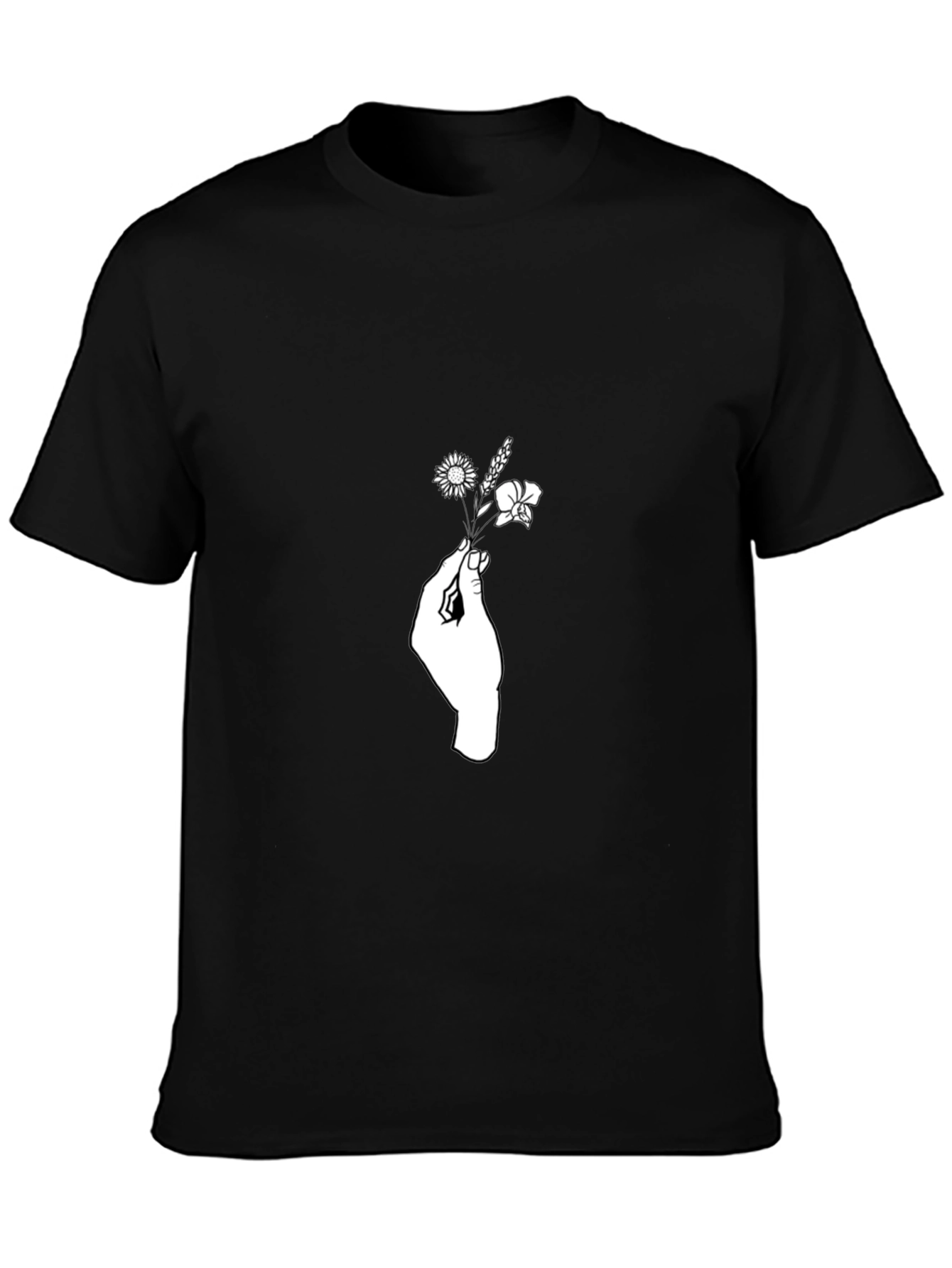 Black Floral Hand Graphic Tee - Soft Cotton Blend view 3