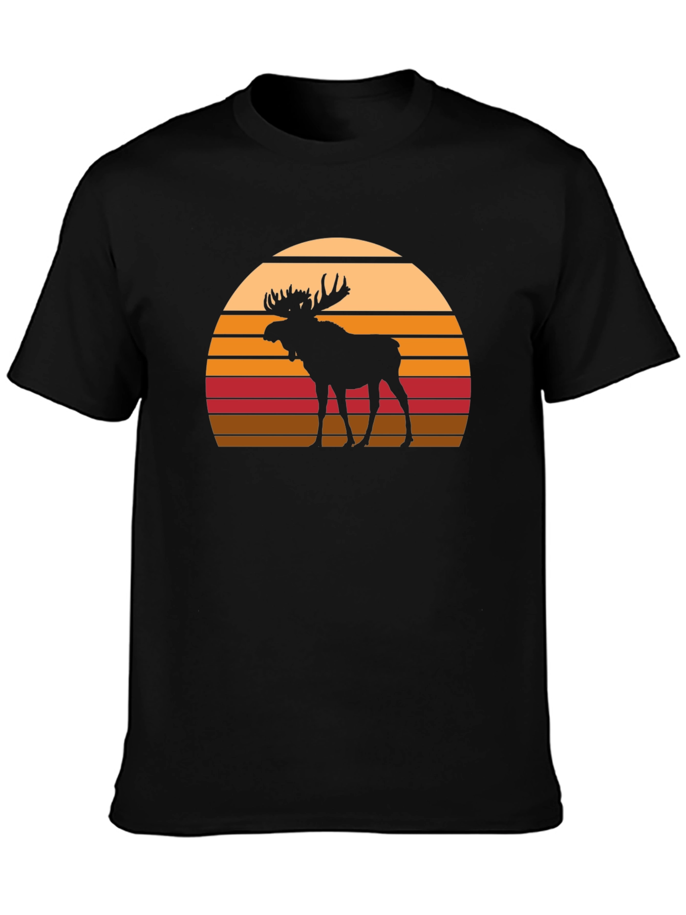 Black Moose Silhouette Sunset Graphic T-Shirt view 3