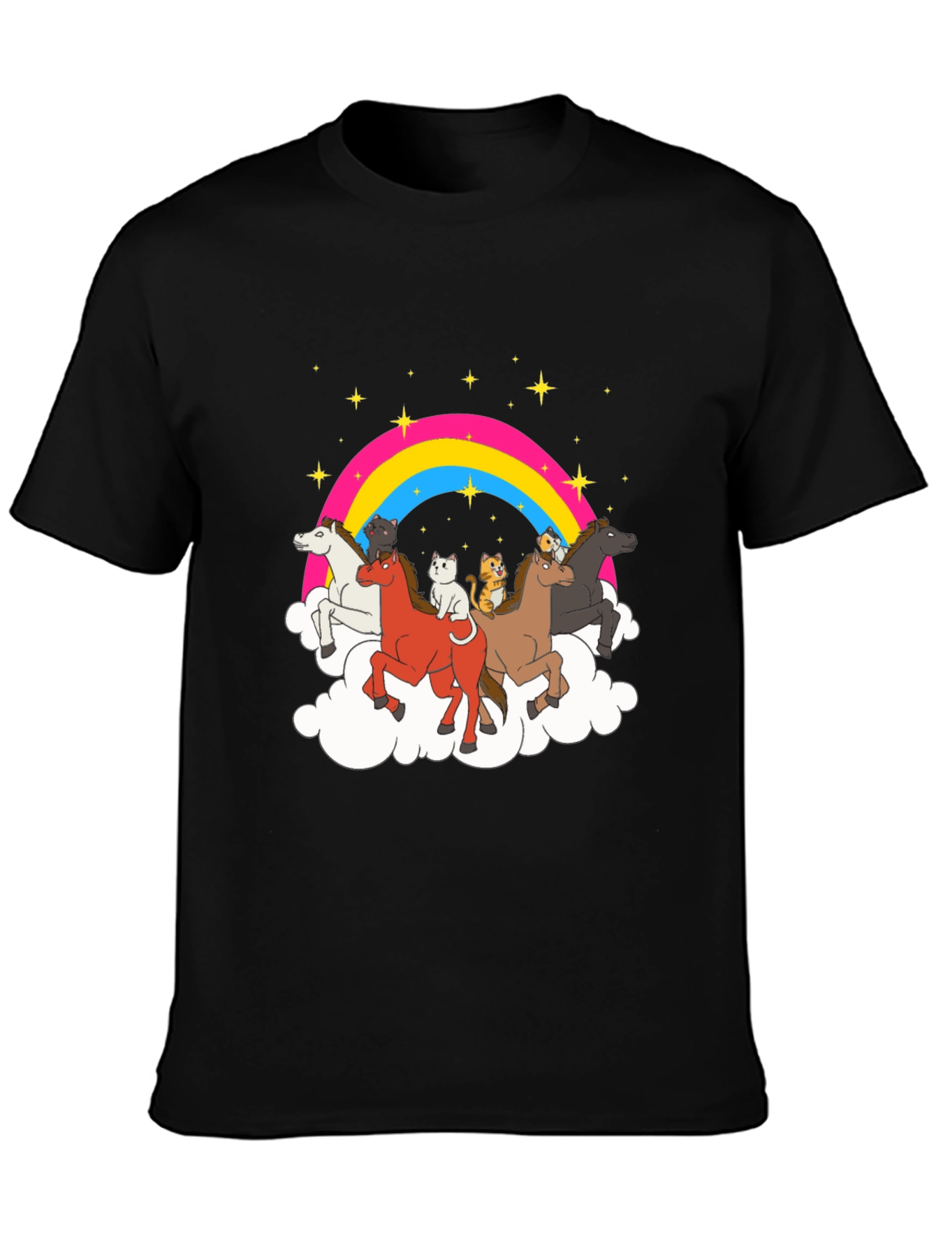 Black Rainbow Horse & Cat Tee view 3