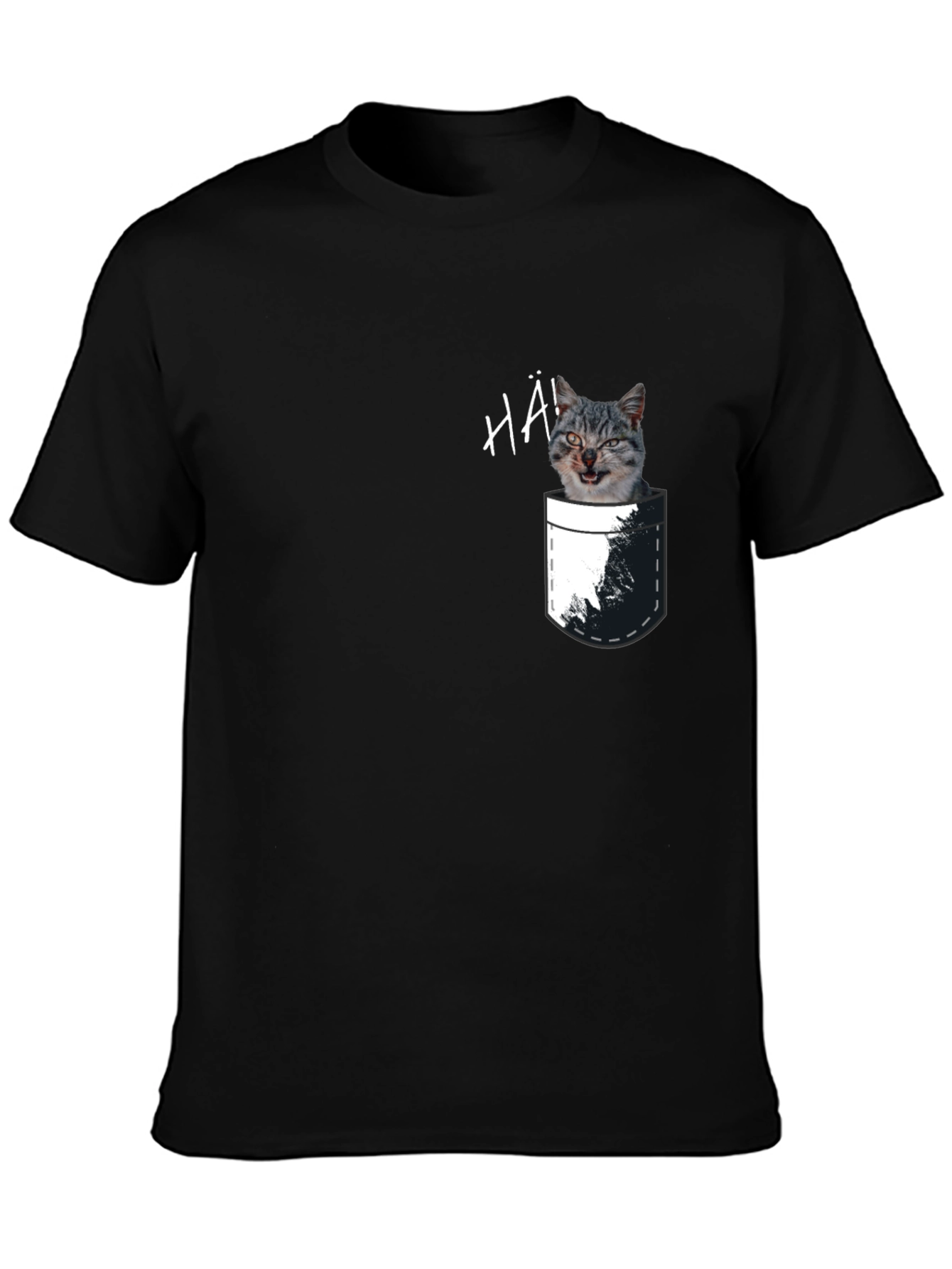 Black Cat Pocket T-Shirt - Funny Graphic Tee view 3