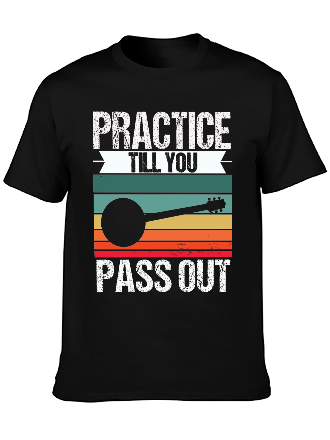 Black Practice Till You Pass Out Banjo T-Shirt view 3