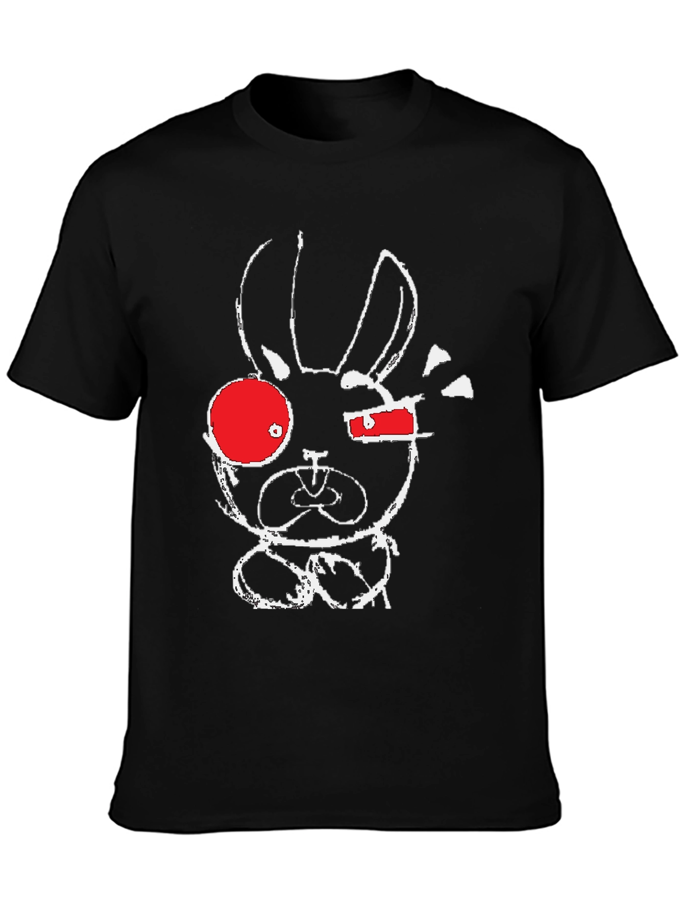 Black Abstract Bunny Graphic T-Shirt view 3