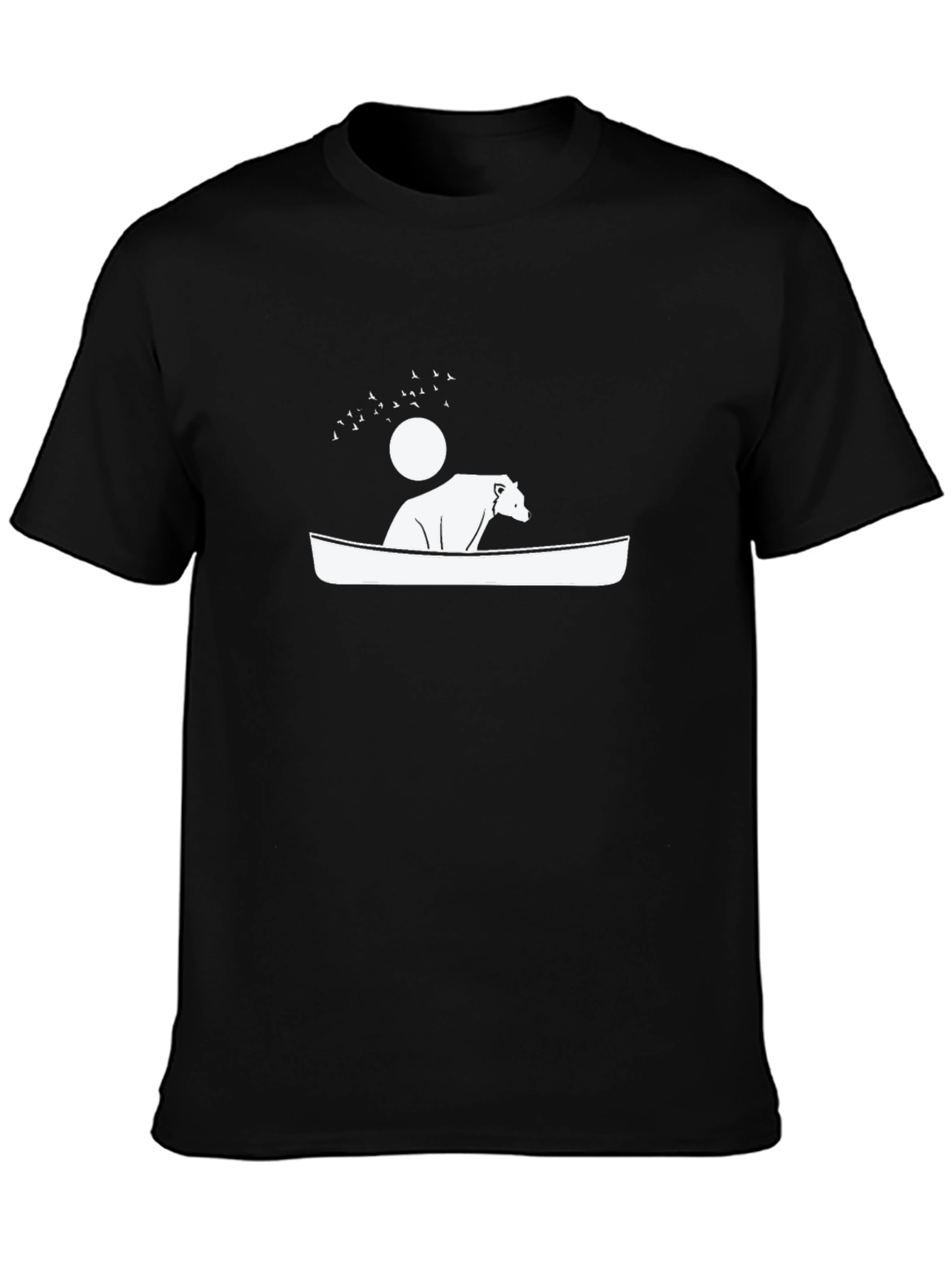 Black Bear in Canoe Graphic Tee - Black Cotton T-Shirt view 3