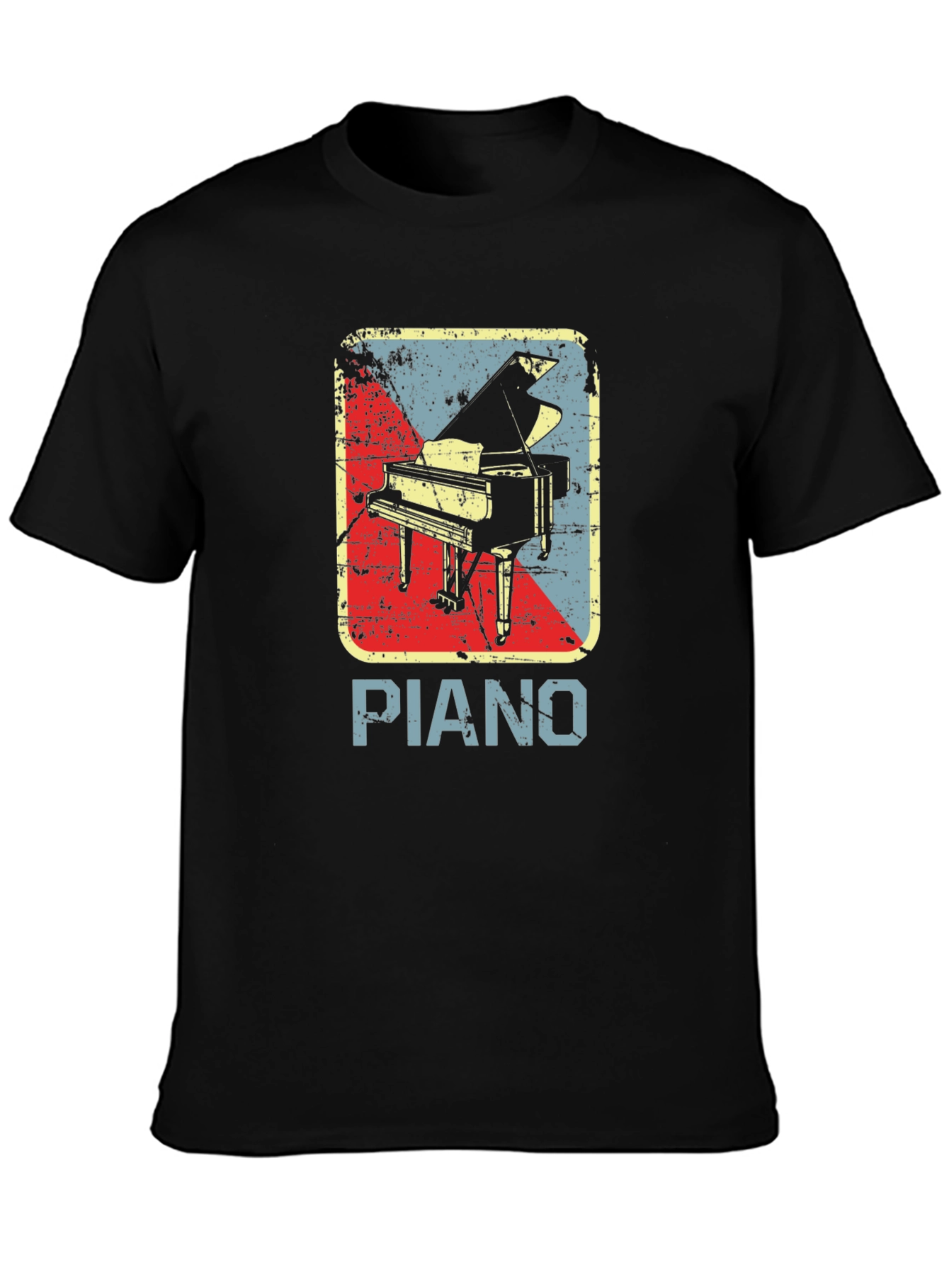 Black Vintage Piano Graphic T-Shirt - Retro Music Lover Tee view 3