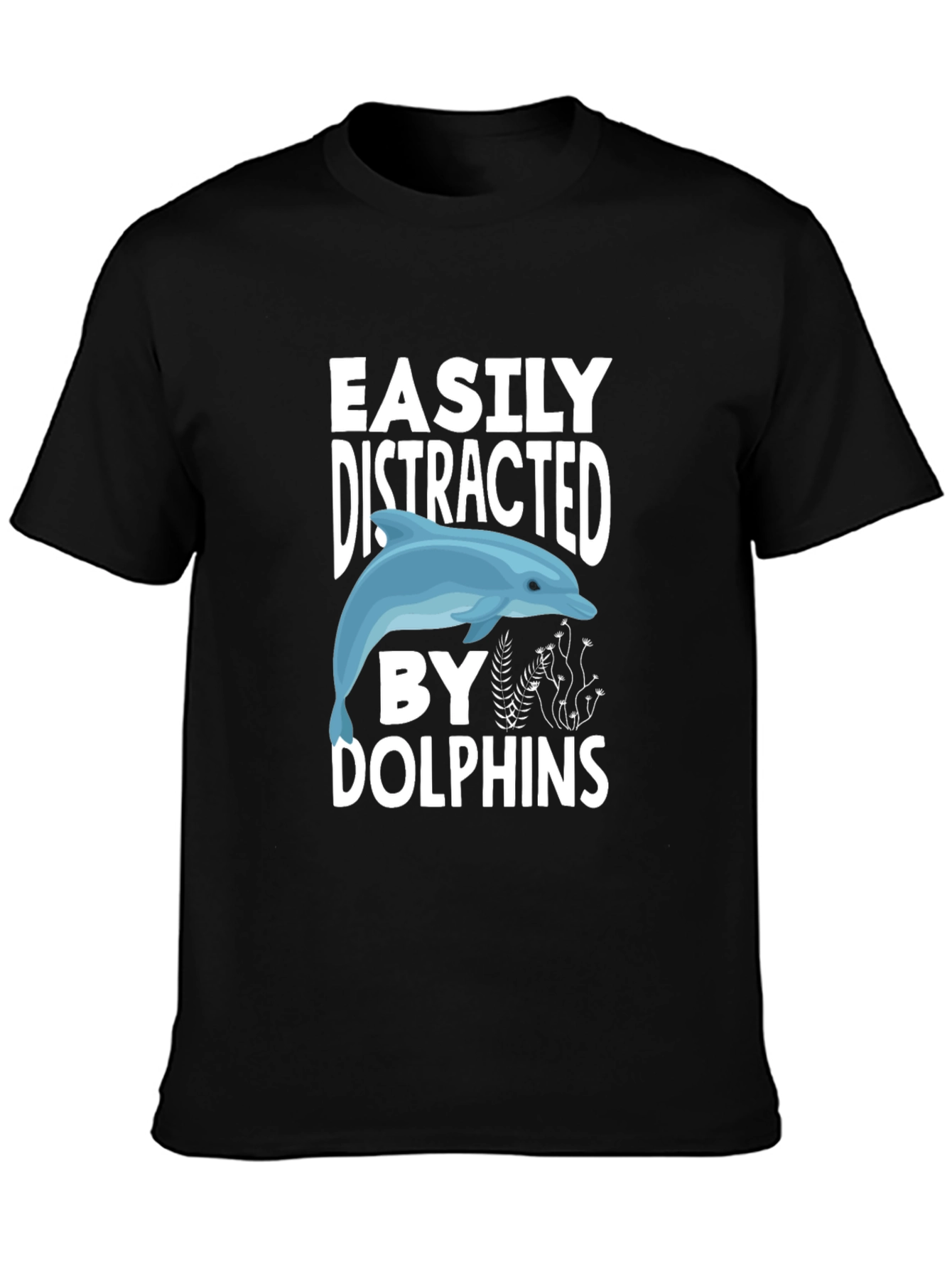 Black Easily Distracted by Dolphins Graphic Tee view 3