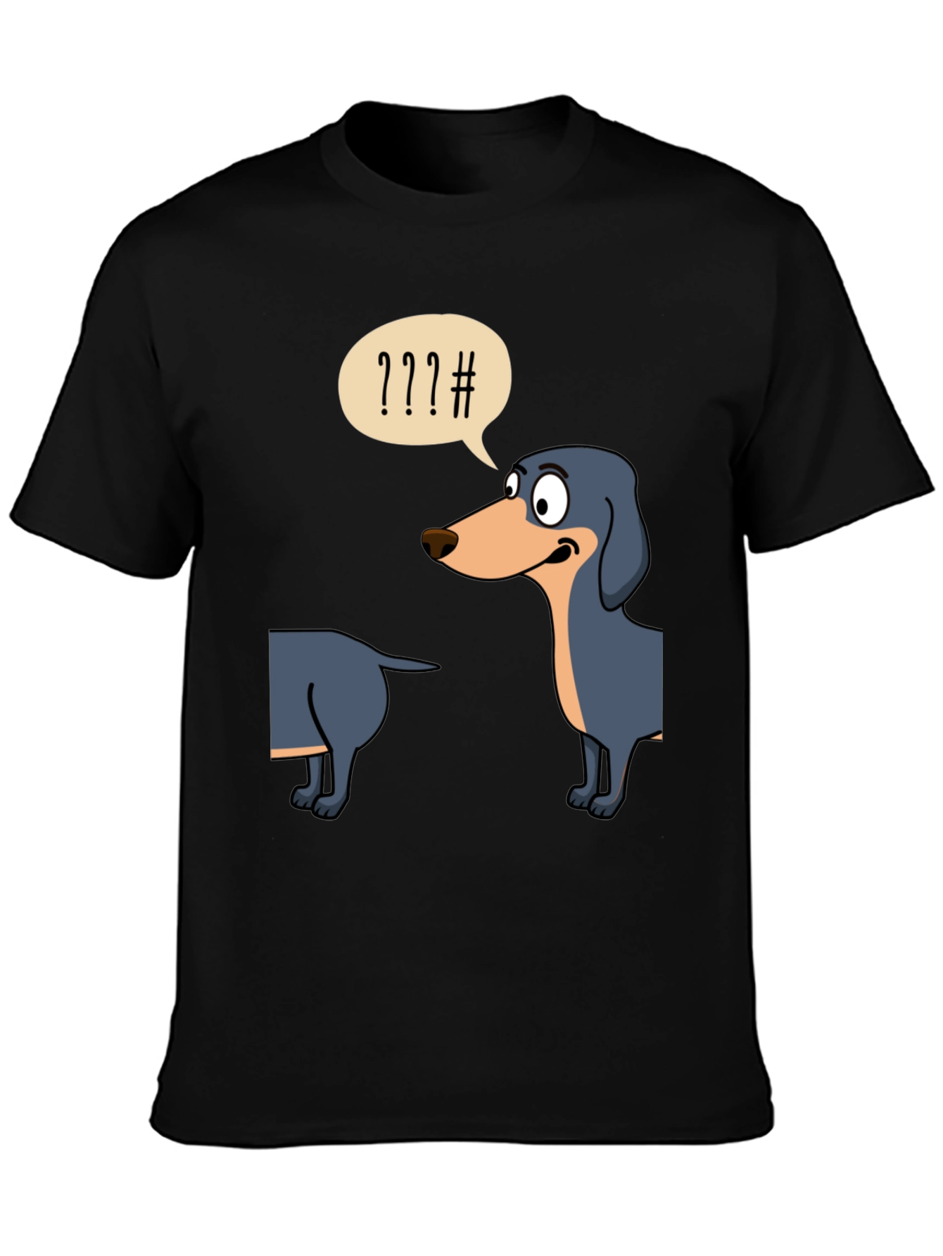 Black Funny Dachshund T-Shirt view 3