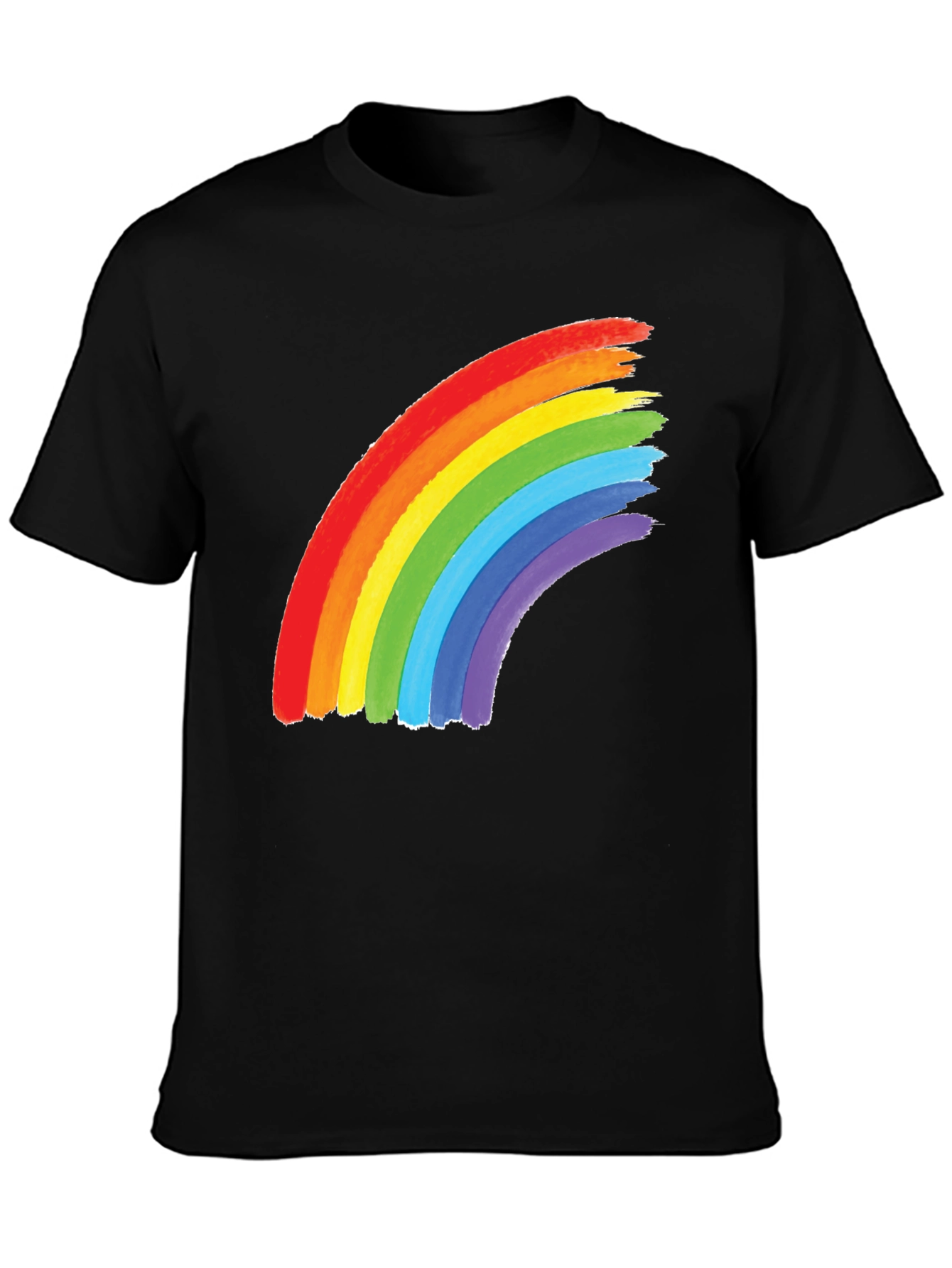 Black Rainbow Graphic Tee - Black Cotton Blend Shirt view 3