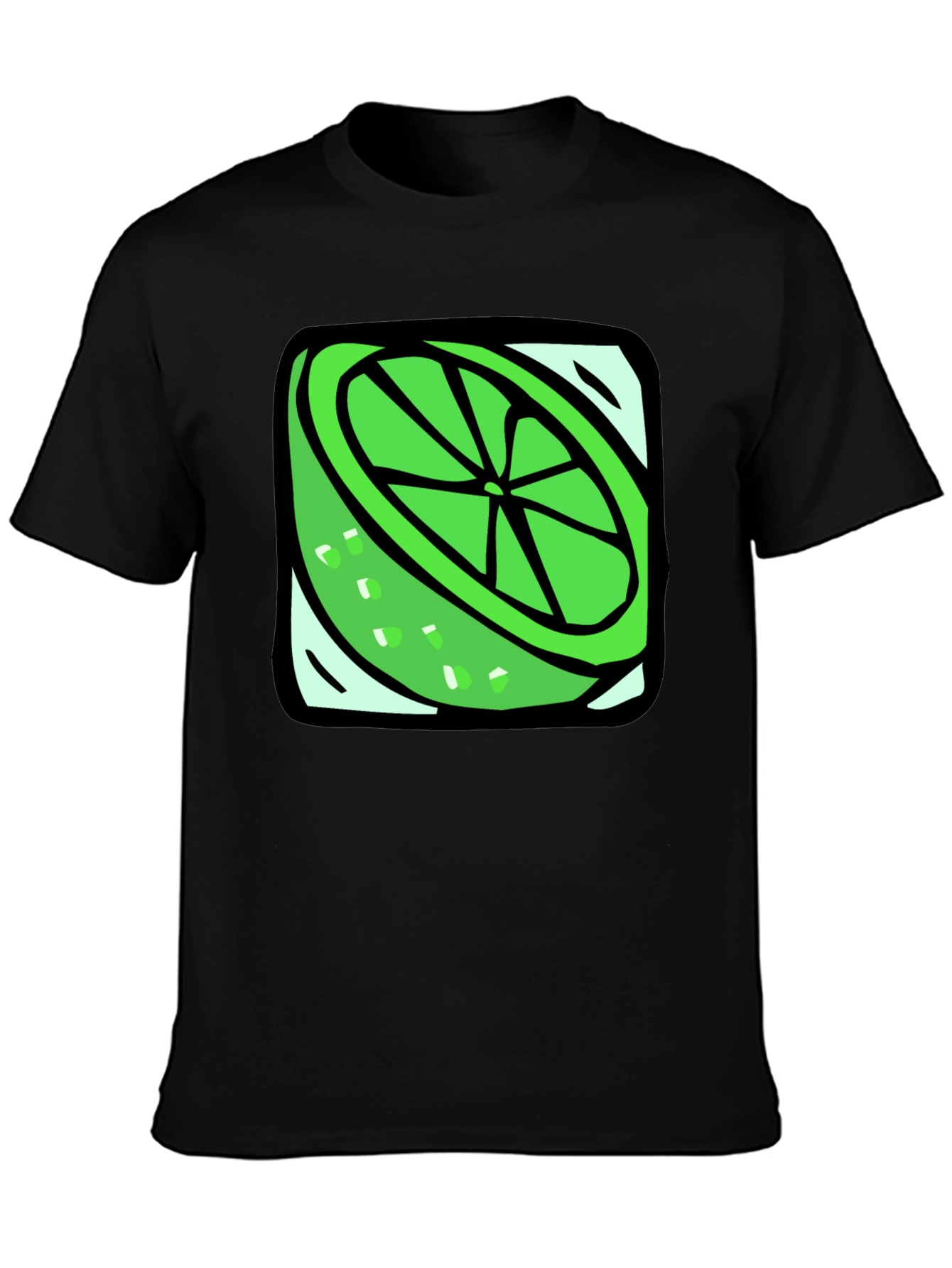 Black Lime Slice Graphic Tee - Fresh & Fun Design view 3